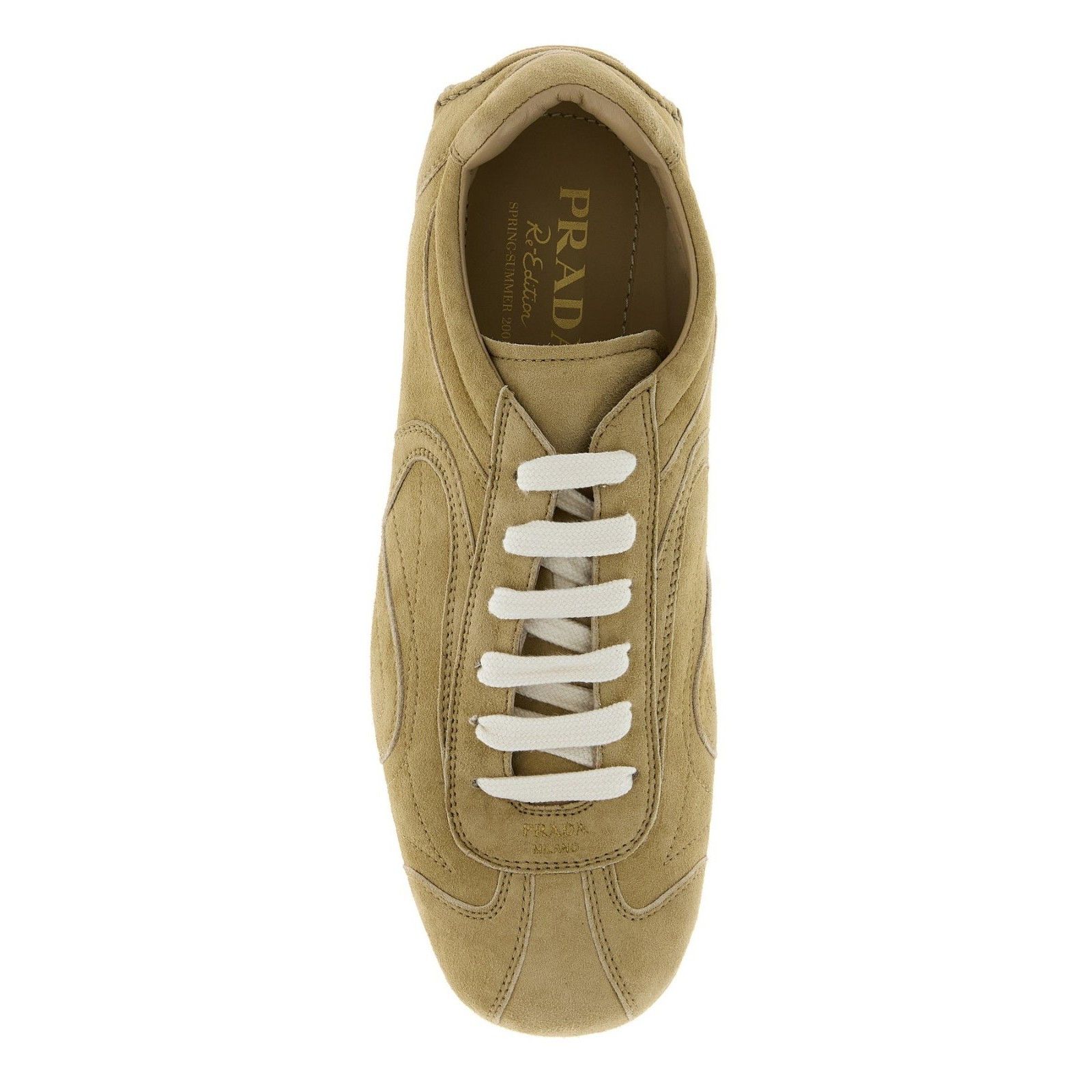Prada PRADA Montecarlo $1120 Ecru Suede Sneakers New & Authentic ( Size US 6.5 / IT 36.5 - 2 Thumbnail