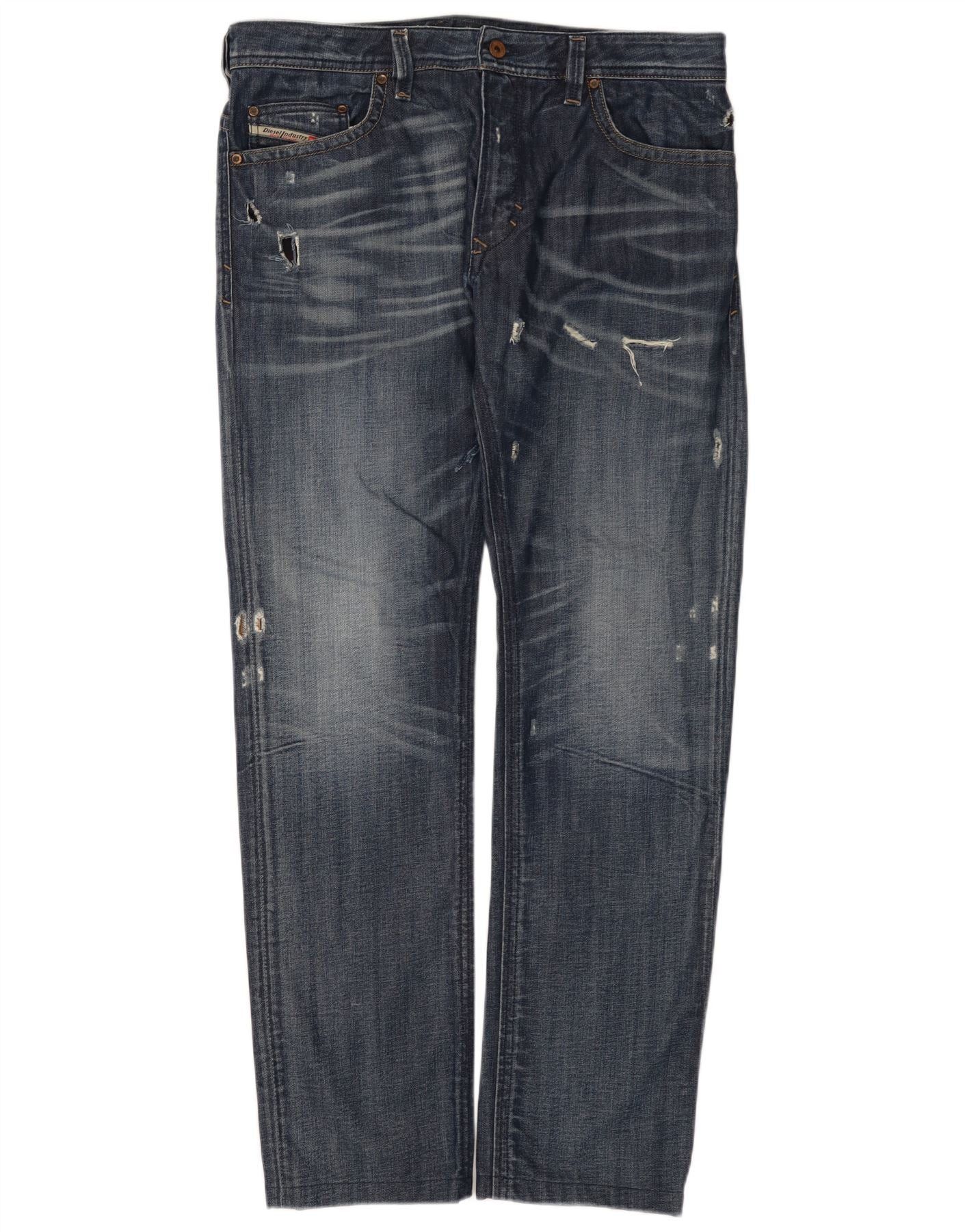 Diesel Mens Thavar Distressed Slim Skinny Jeans W36 L34 Blue Cotton Size US 36 / EU 52 - 1 Thumbnail