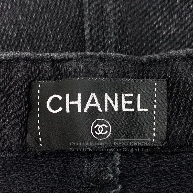 Chanel Chanel Black logo cotton casual wide-leg denim trousers Size 42" / US 20 - 7 Thumbnail