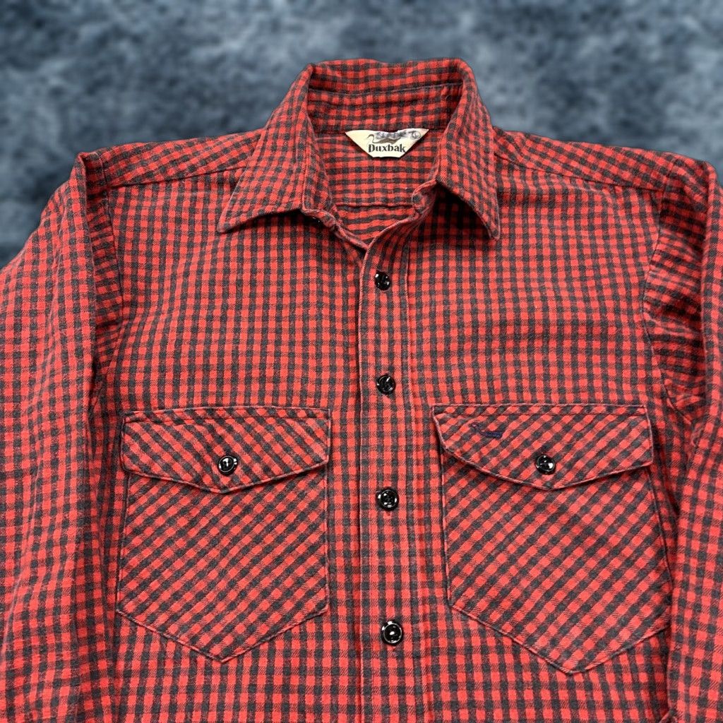 Vintage VINTAGE Duxbak Shirt Mens Large Red Black Buffalo Plaid Cotton Flannel Hunting Size US L / EU 52-54 / 3 - 1 Thumbnail