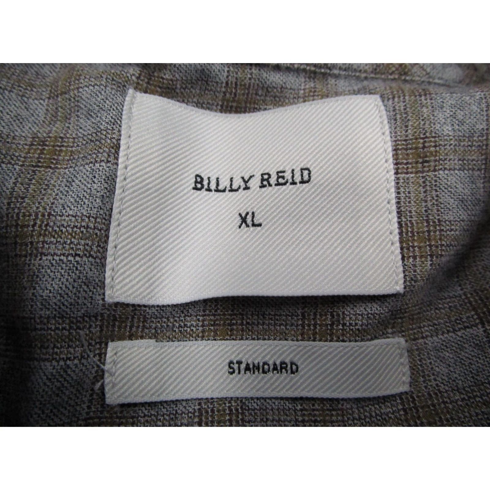 Billy Reid VINTAGE? Wait: Not vintage. Billy Reid Shirt Mens XL Gray Olive Plaid Button-Down Standard Made in Italy Size US XL / EU 56 / 4 - 3 Thumbnail