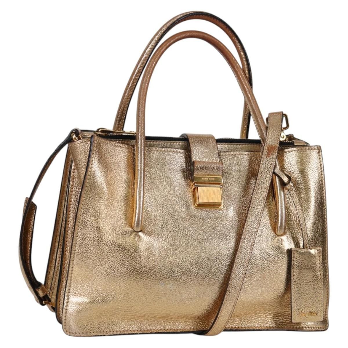 Miu Miu Miu Miu Madras Convertible Compartment Tote Leather Size ONE SIZE - 1 Thumbnail
