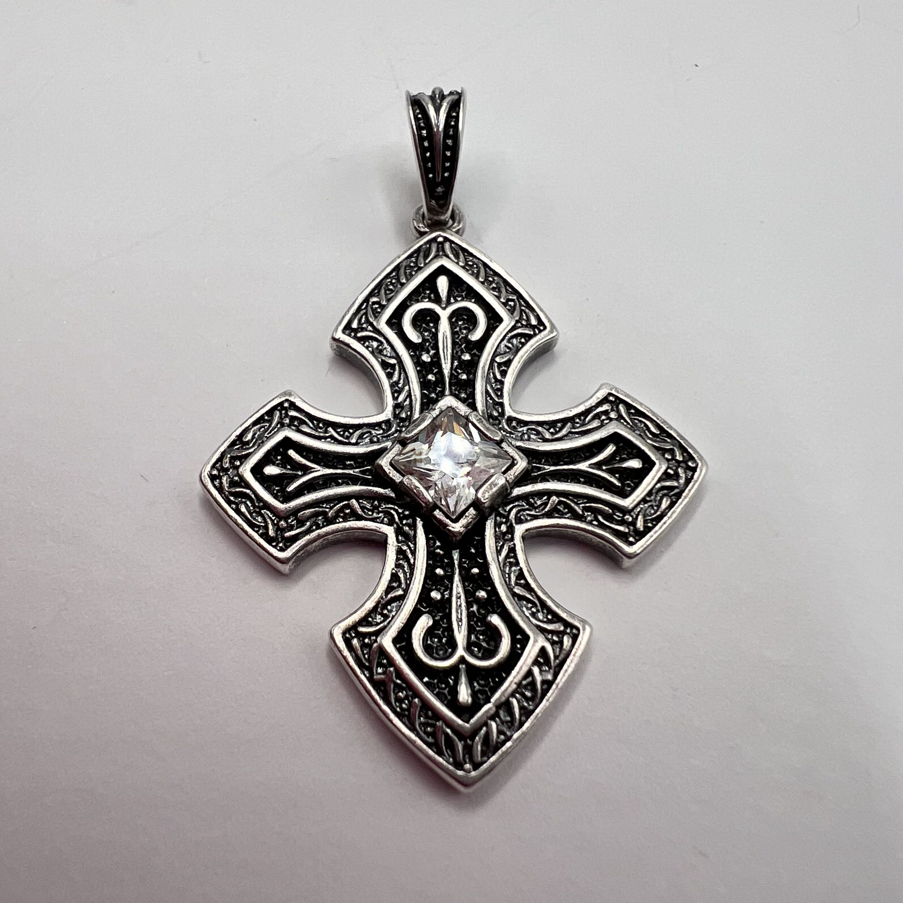 Vintage Vintage Used Pendant Cross Sterling Silver 925 6.58gr Size ONE SIZE - 8 Thumbnail