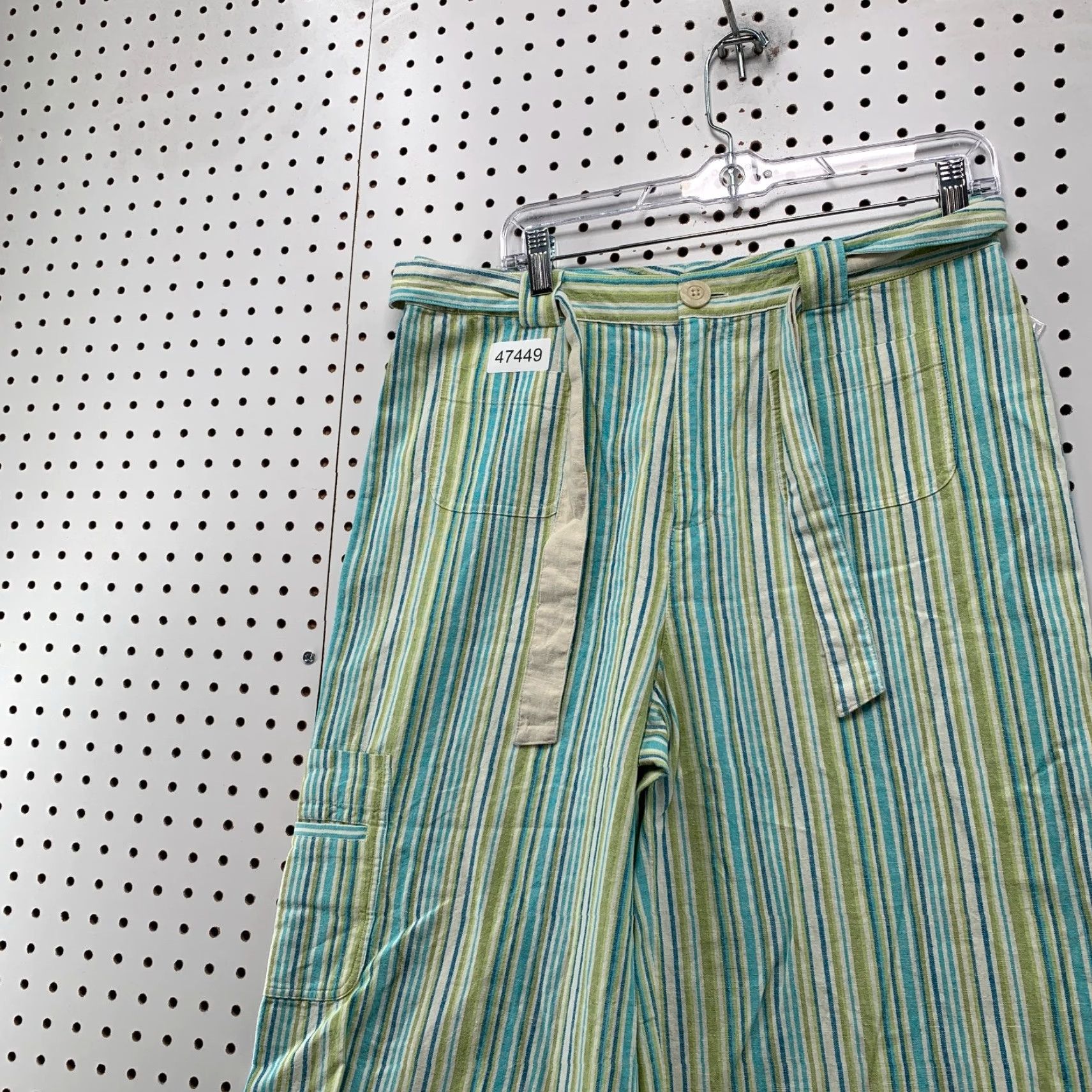 Vintage Fieldgear Linen Pants Womens 12 Green Wide Leg Drawstring Cotton Blend Casual Cropped 24in Inseam Size 34" / US 12 / IT 48 - 6 Thumbnail