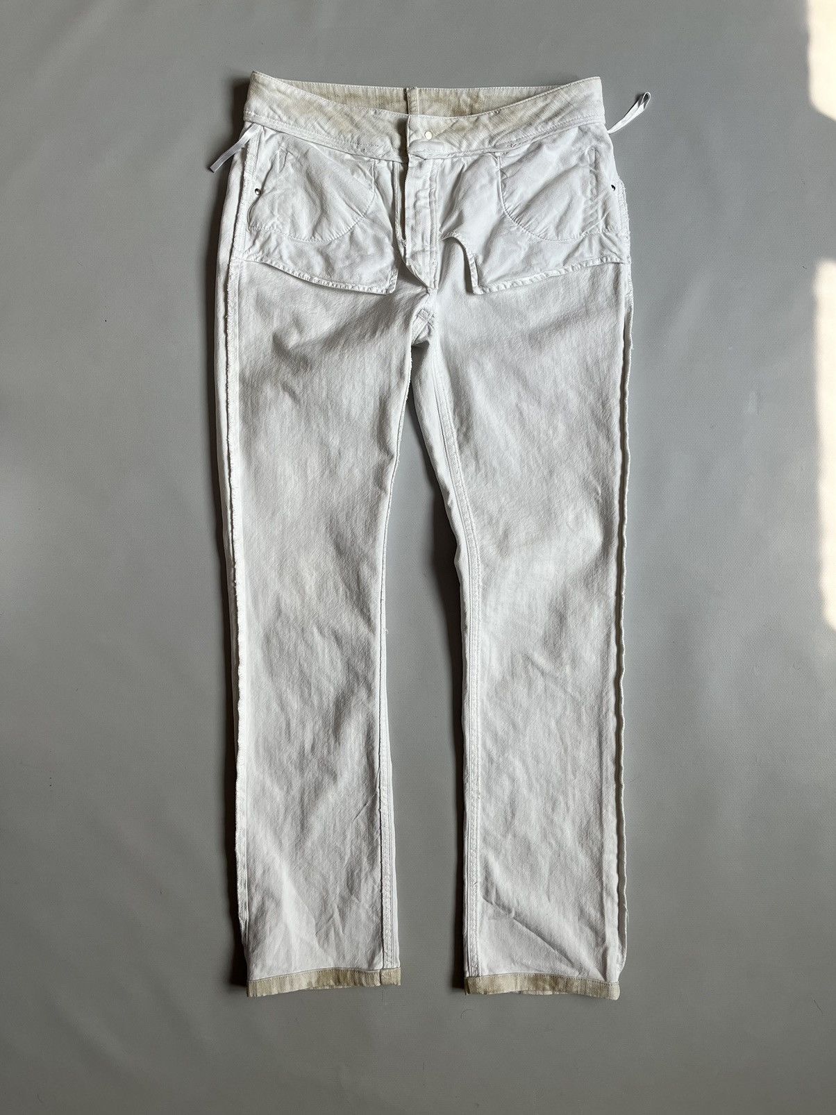 Chanel CHANEL Women Beige Botanical Floral Stripe Denim Pants Size 26" / US 2 / IT 38 - 18 Thumbnail