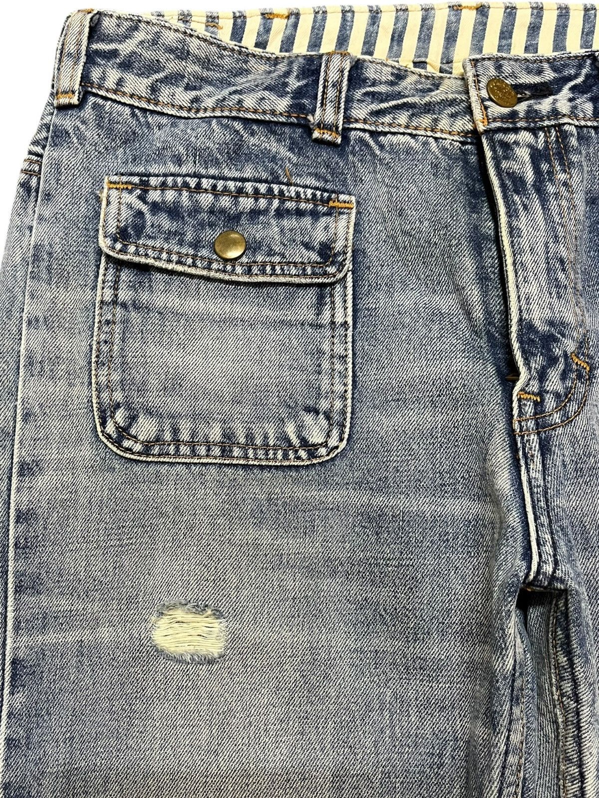 Kenzo Vintage RNA.inc Flare Faded Distressed Bush Pants Denim Size US 31 - 5 Thumbnail
