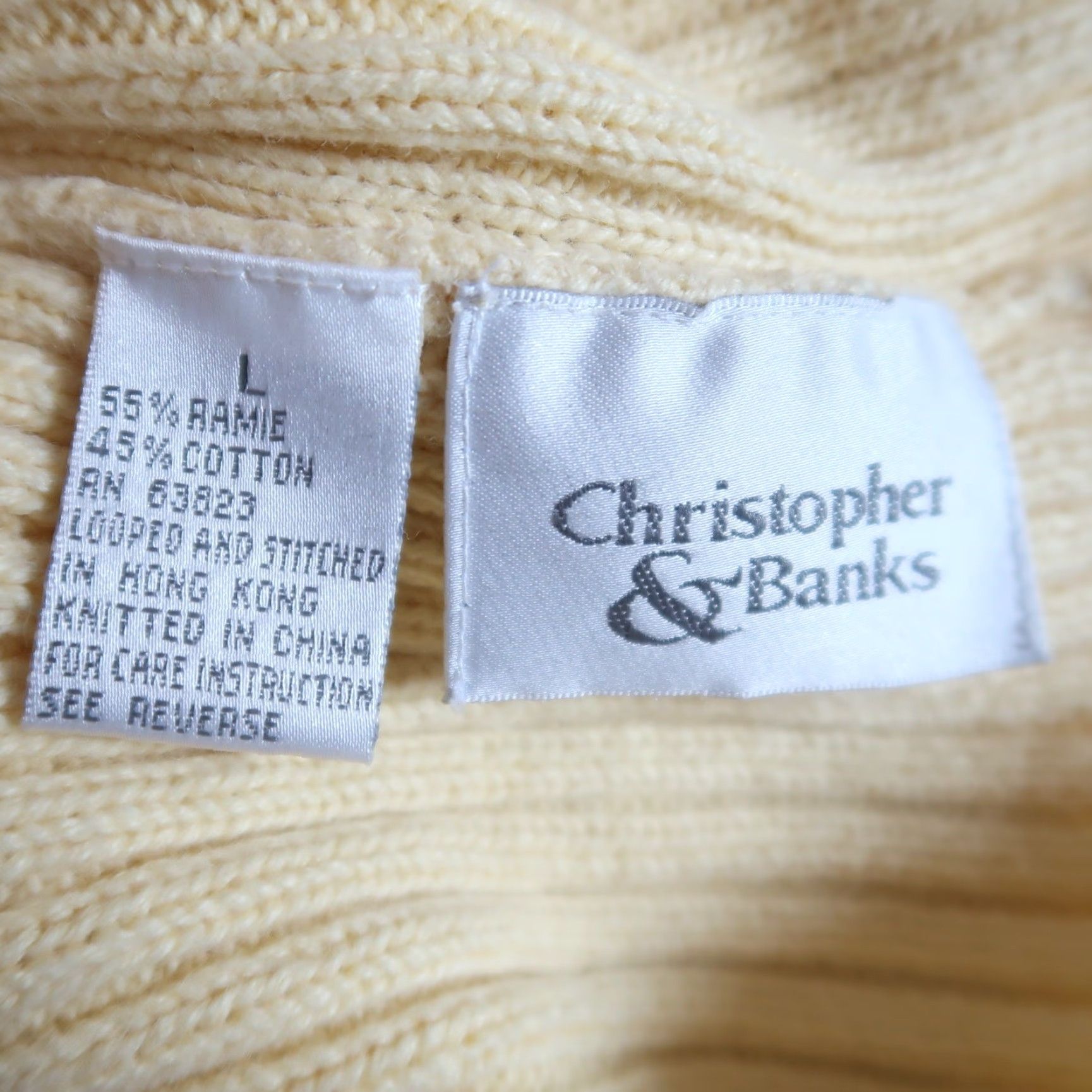 Vintage VINTAGE Christopher & Banks Yellow Rib Knit Zip Front Cardigan Sweater L Womens 90s Mock Neck Long Sleeve Solid Spring Cotton Ramie Size L / US 10 / IT 46 - 6 Thumbnail