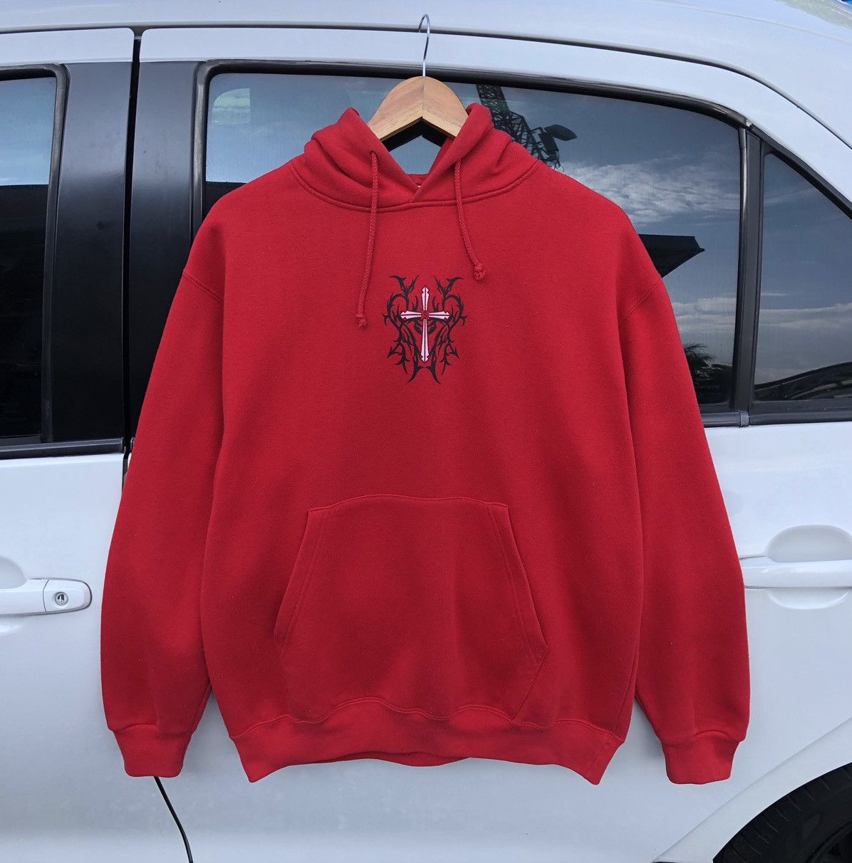 Vintage Soldier Cross Hoodie Red Sweatshirt