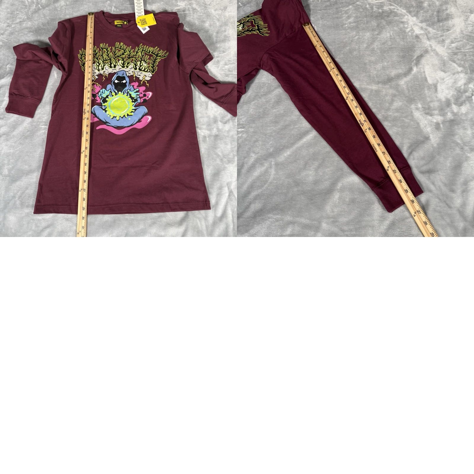 Market Market T Shirt Mens Medium Long Sleeve Graphic Print Burgundy New Size US M / EU 48-50 / 2 - 8 Thumbnail