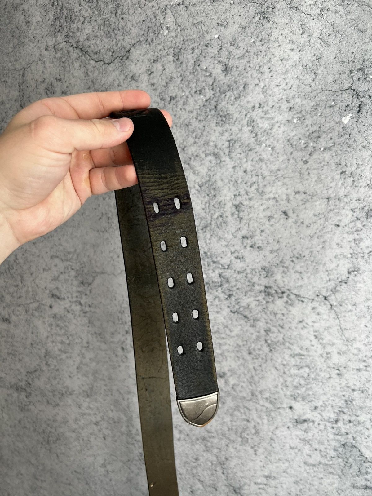 Harley Davidson Vintage Harley Davidson Leather Belt 2000s Embossed Bikers Size 44 - 23 Thumbnail