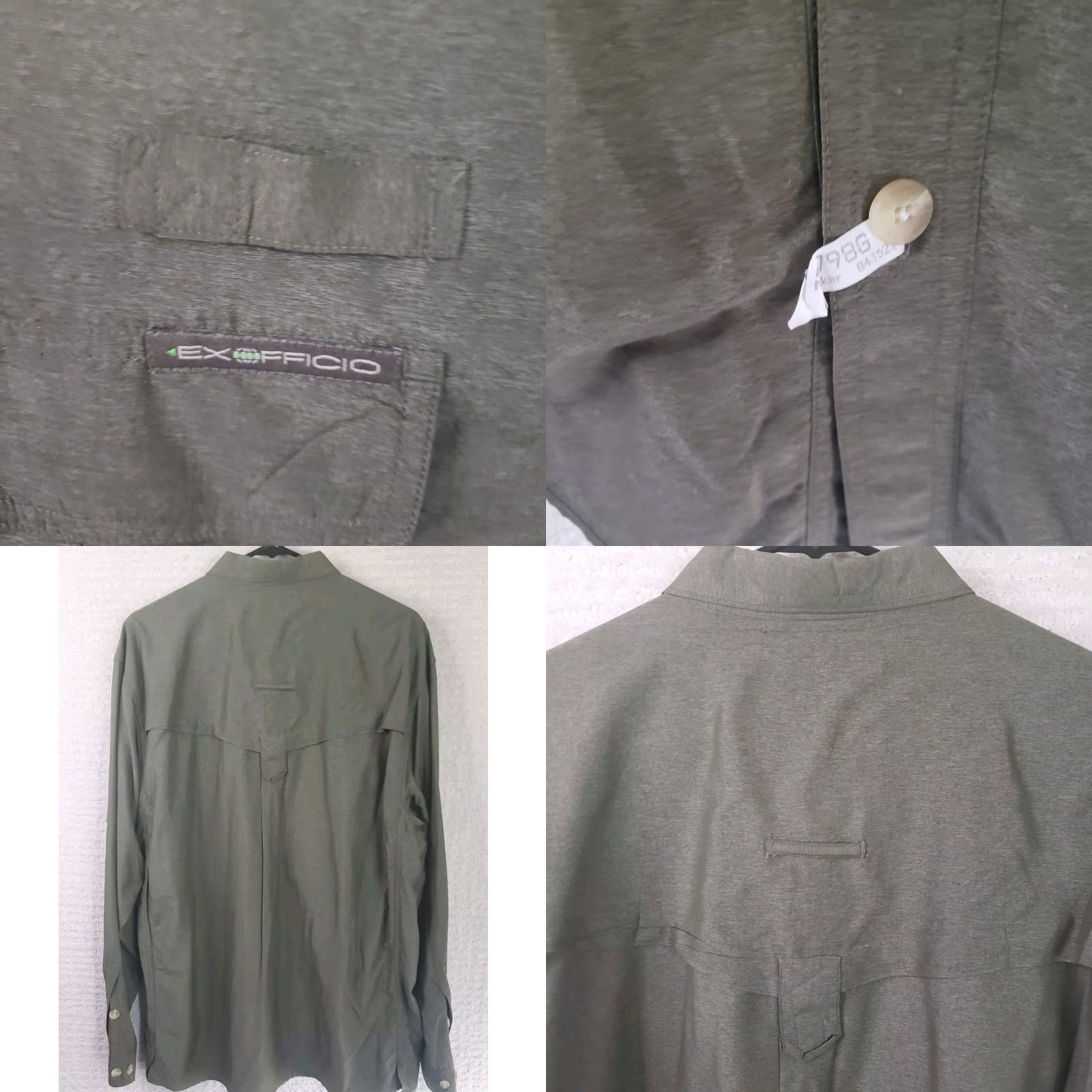 ExOfficio VINTAGE Exofficio Shirt Mens L Green Nylon Polyester Button-Up Long Sleeve Size US L / EU 52-54 / 3 - 8 Thumbnail