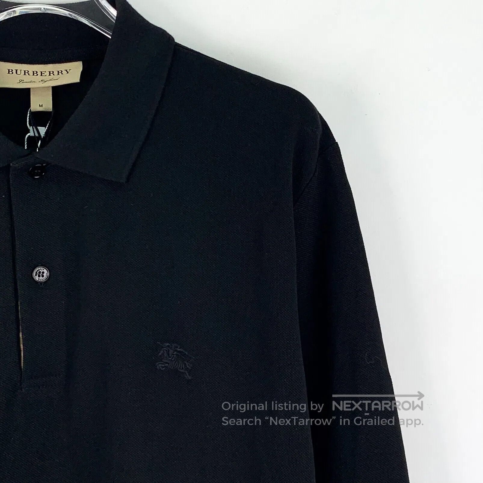 Burberry Burberry Black cotton polo shirt with knight horse embroid Size US M / EU 48-50 / 2 - 3 Thumbnail