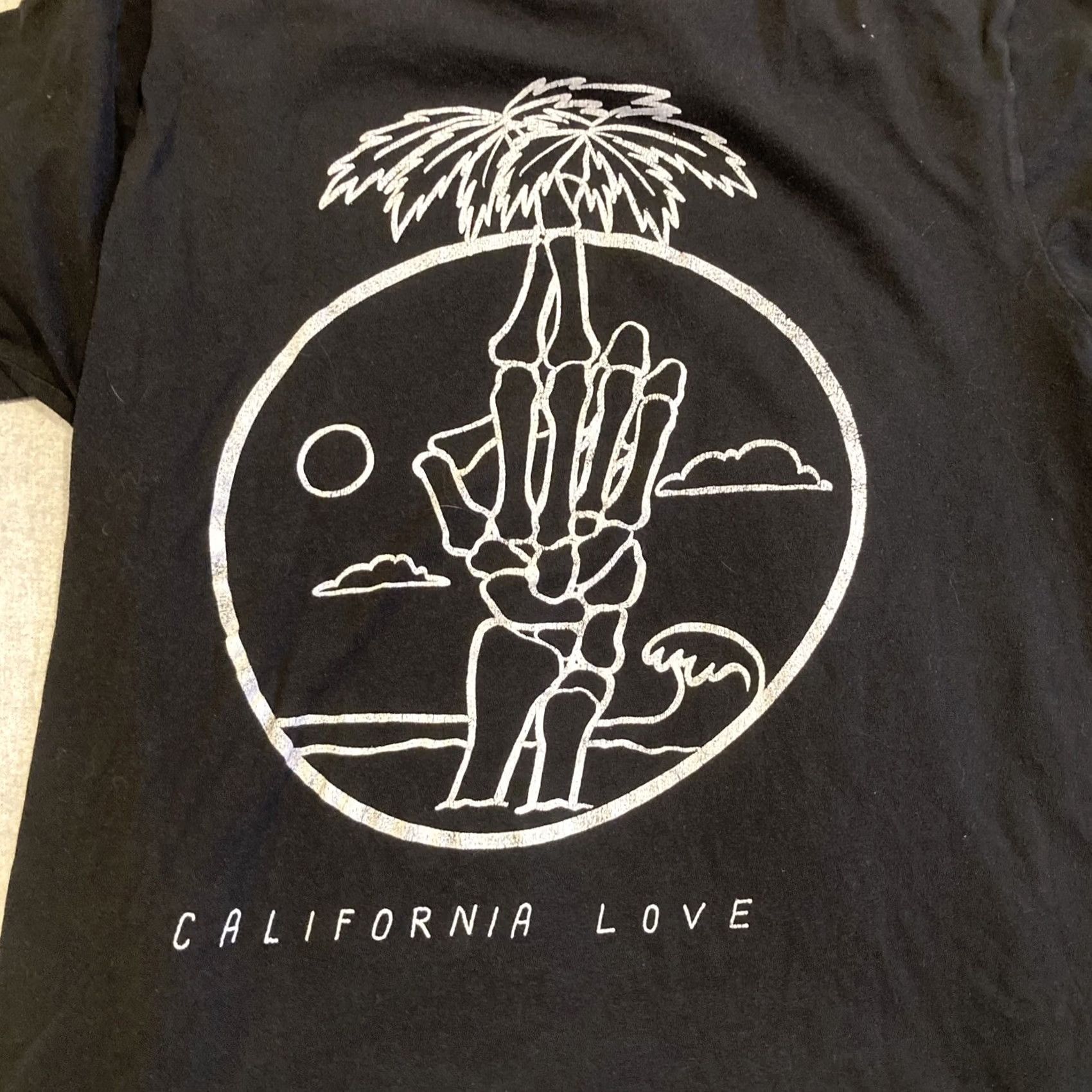Vintage California Love T-Shirt - Black Short Sleeve Crew Neck - Skeleton Palm Tree - CA LV - M - Women Size M / US 6-8 / IT 42-44 - 5 Thumbnail