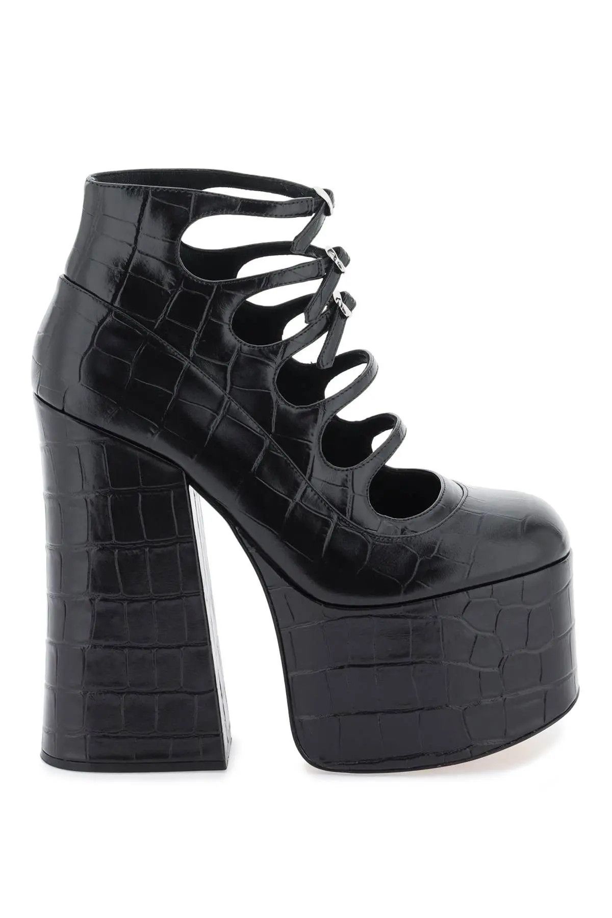image of Marc Jacobs O1S22I1N1223 Croc Embossed Kiki Ankle Boots In Black, Women's (Size 9)