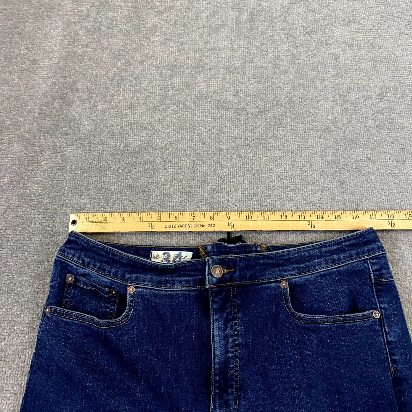 Free People VINTAGE FREE PEOPLE Jeans Womens 34 Super Flare Blue Denim Pants Hippie Boho Lace Back Size 24" / US 00 / IT 34 - 5 Thumbnail