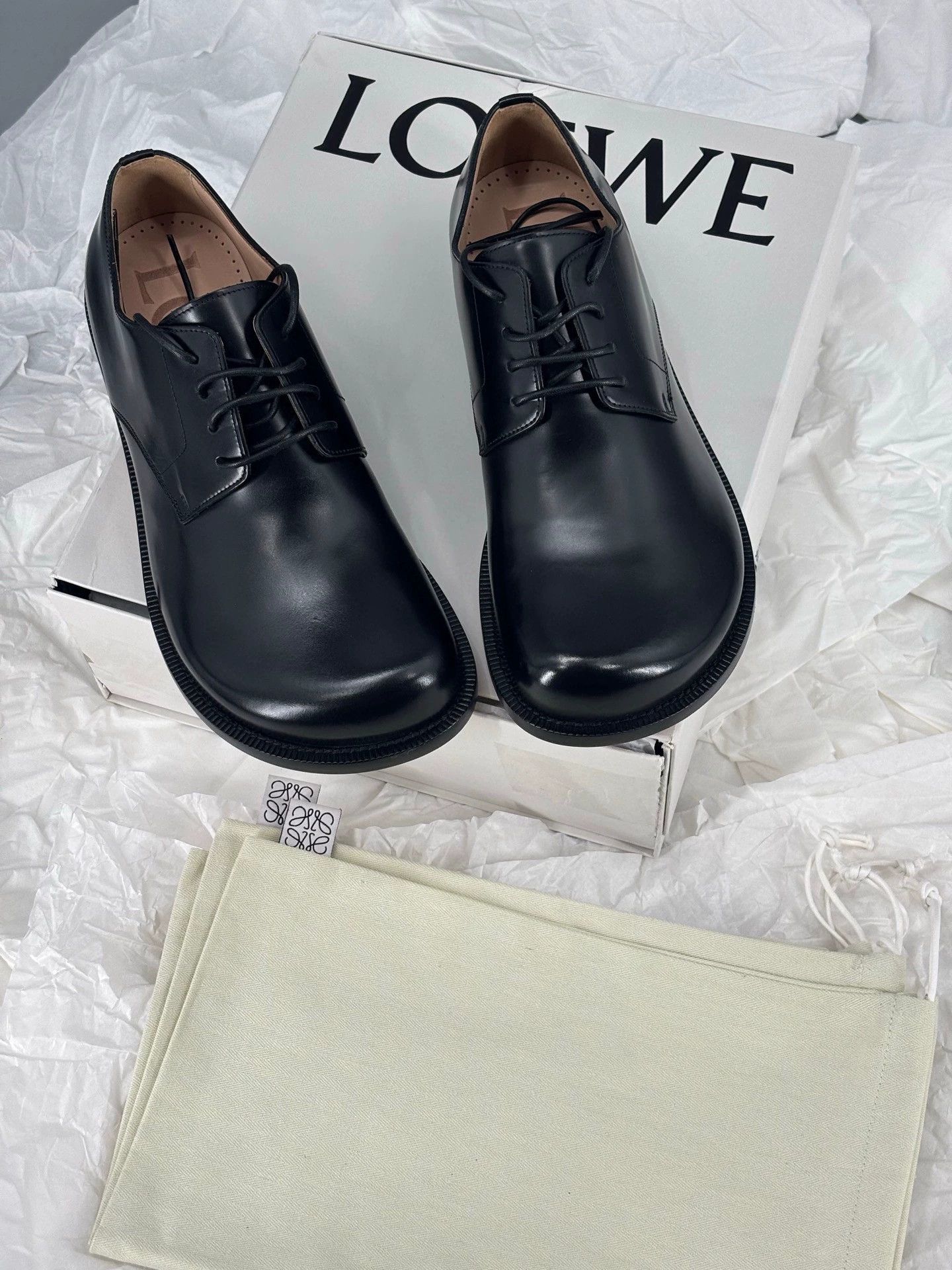 Loewe Loewe Black Leather Campo Shoes for Men Size US 8.5 / EU 41-42 - 1 Thumbnail