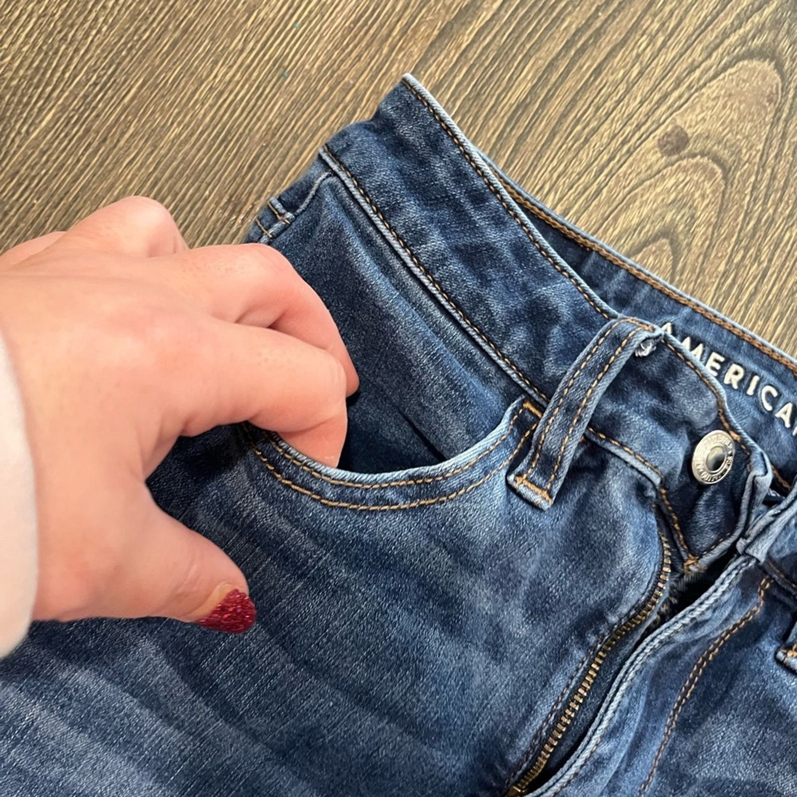 American Eagle Outfitters American Eagle Hi-Rise Skinny Jeans 360 Super Stretch Blue 2 Size 26" / US 2 / IT 38 - 5 Thumbnail