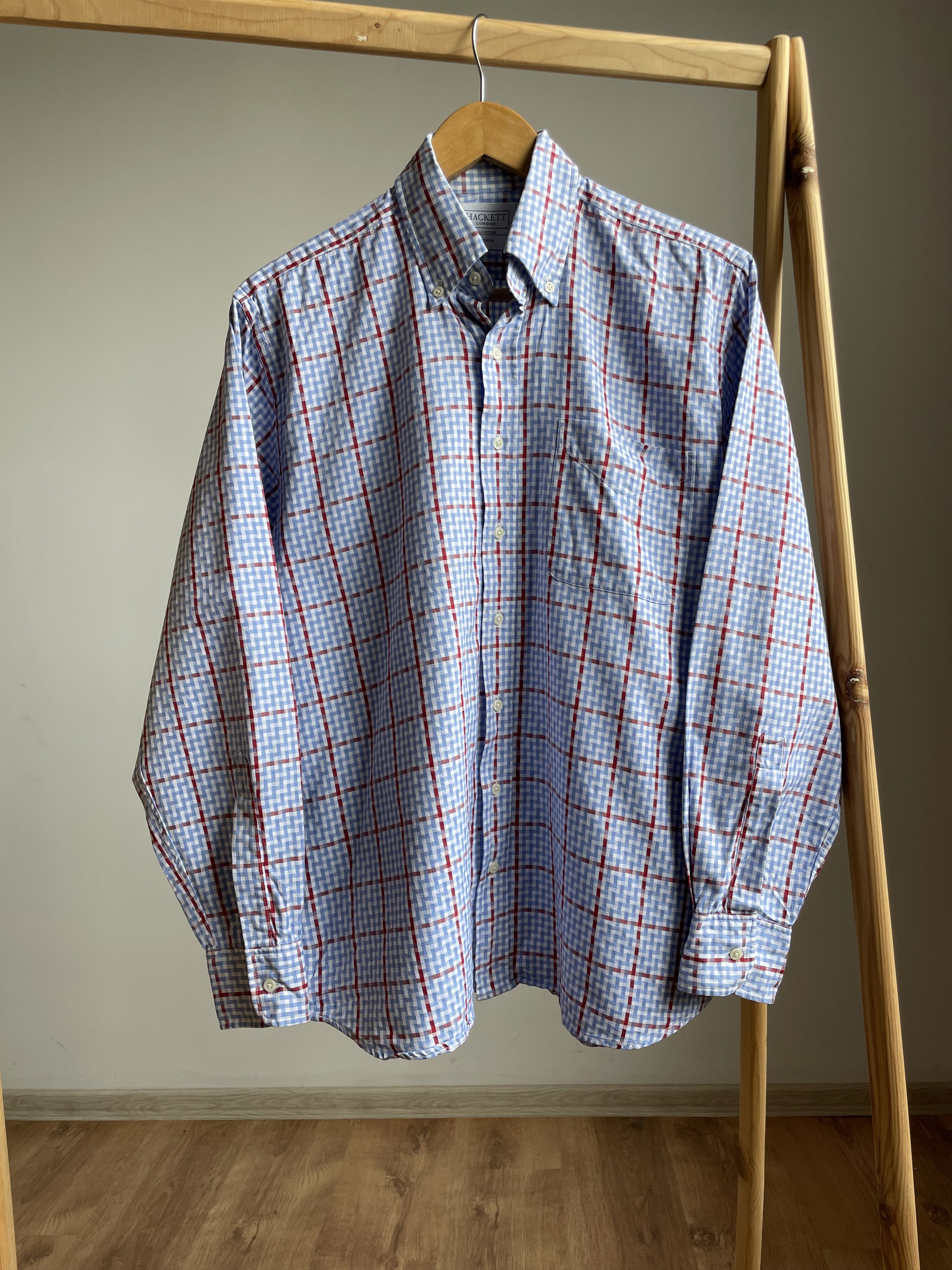 Hackett Hackett London Zigzag Check Button Down Dress Shirt Size US M / EU 48-50 / 2 - 1 Thumbnail
