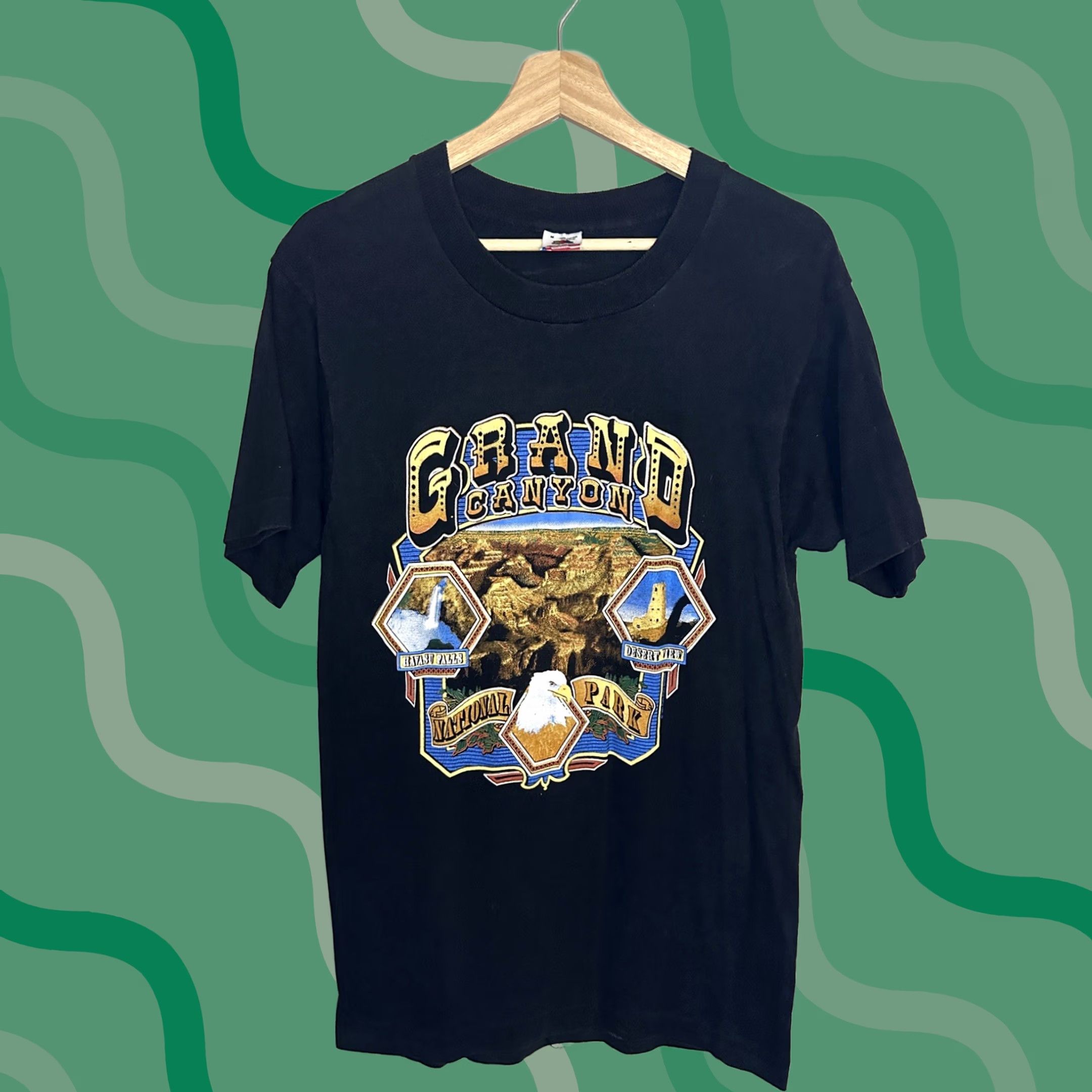 Fruit Of The Loom VINTAGE Fruit of the Loom Shirt Adult Medium Black Nature Outdoor Grand Canyon National Park 90s Mens Size US M / EU 48-50 / 2 - 1 Thumbnail