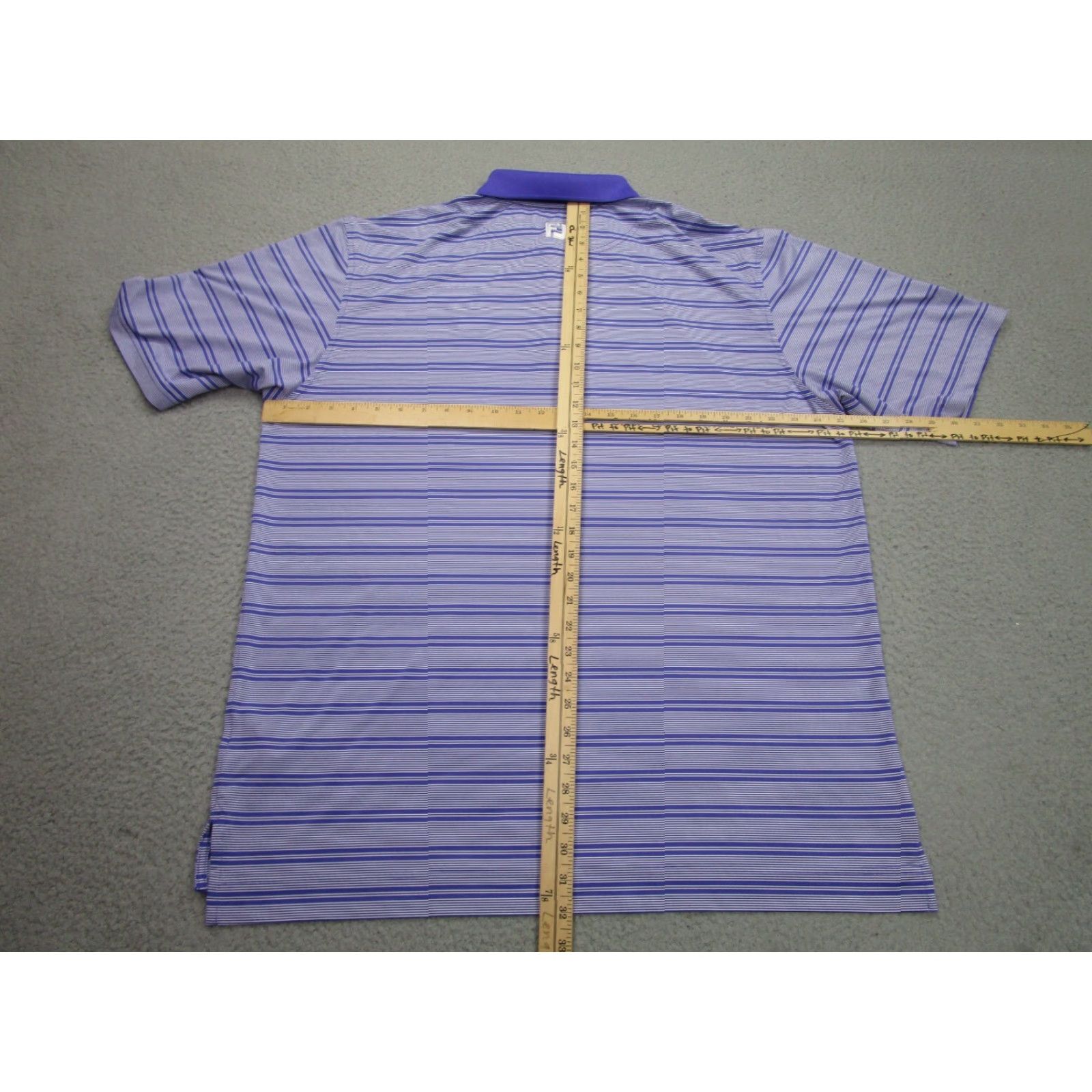 Footjoy FootJoy Polo Shirt Mens XL Purple Striped Deer Logo Golf Casual Short Sleeve Button Collar Performance Summer Size US XL / EU 56 / 4 - 7 Thumbnail