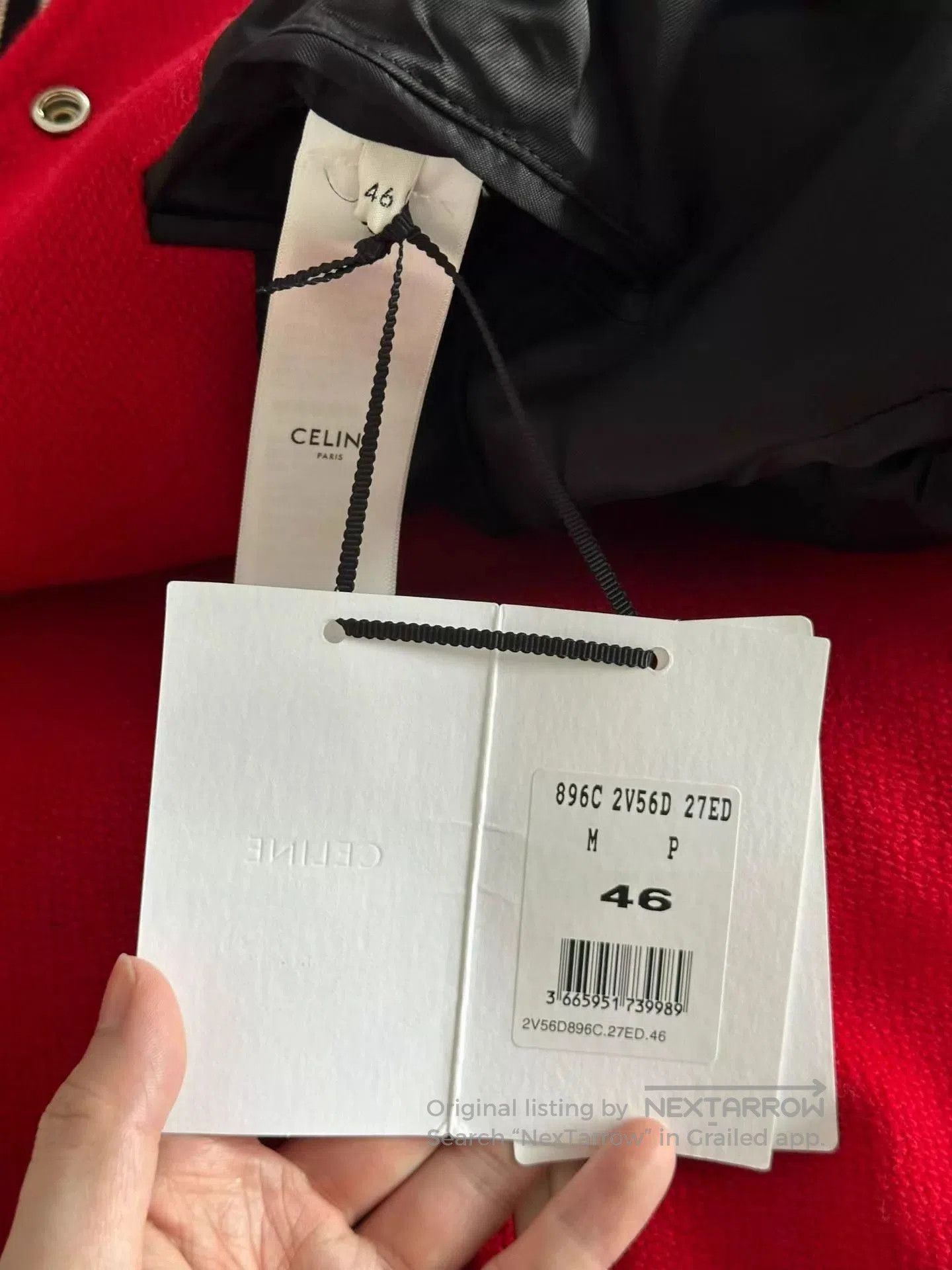 Celine Red Varsity Bomber Jacket with Contrast Sleeves. Size US S / EU 44-46 / 1 - 4 Thumbnail