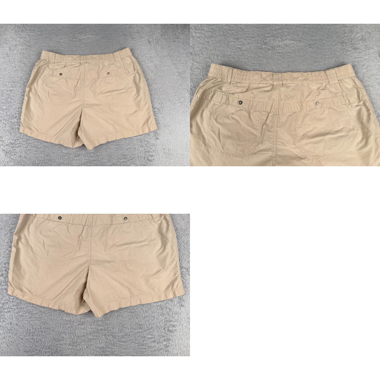 Vintage Columbia Shorts Women Large Beige Cargo Elastic Waist Cotton Nylon Blend 34x5 Cargo Pocket Logo 5 in Inseam Regular Vintage No Size 36" / US 14 / IT 50 - 9 Thumbnail