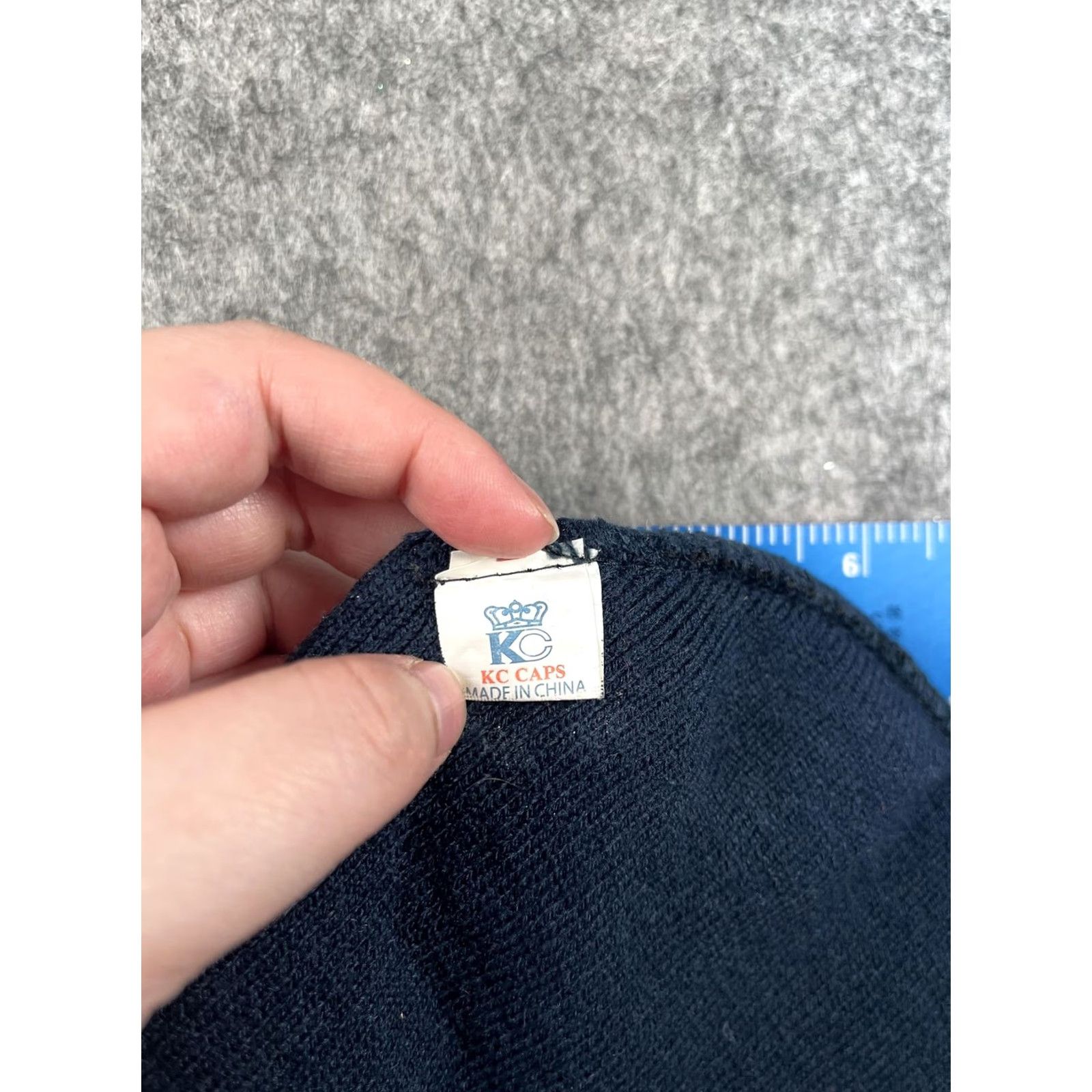 Vintage KC Caps Beanie Unisex One Size Blue Knit Doc Johnson Logo Stretch Winter Hat Cap Size ONE SIZE - 7 Thumbnail