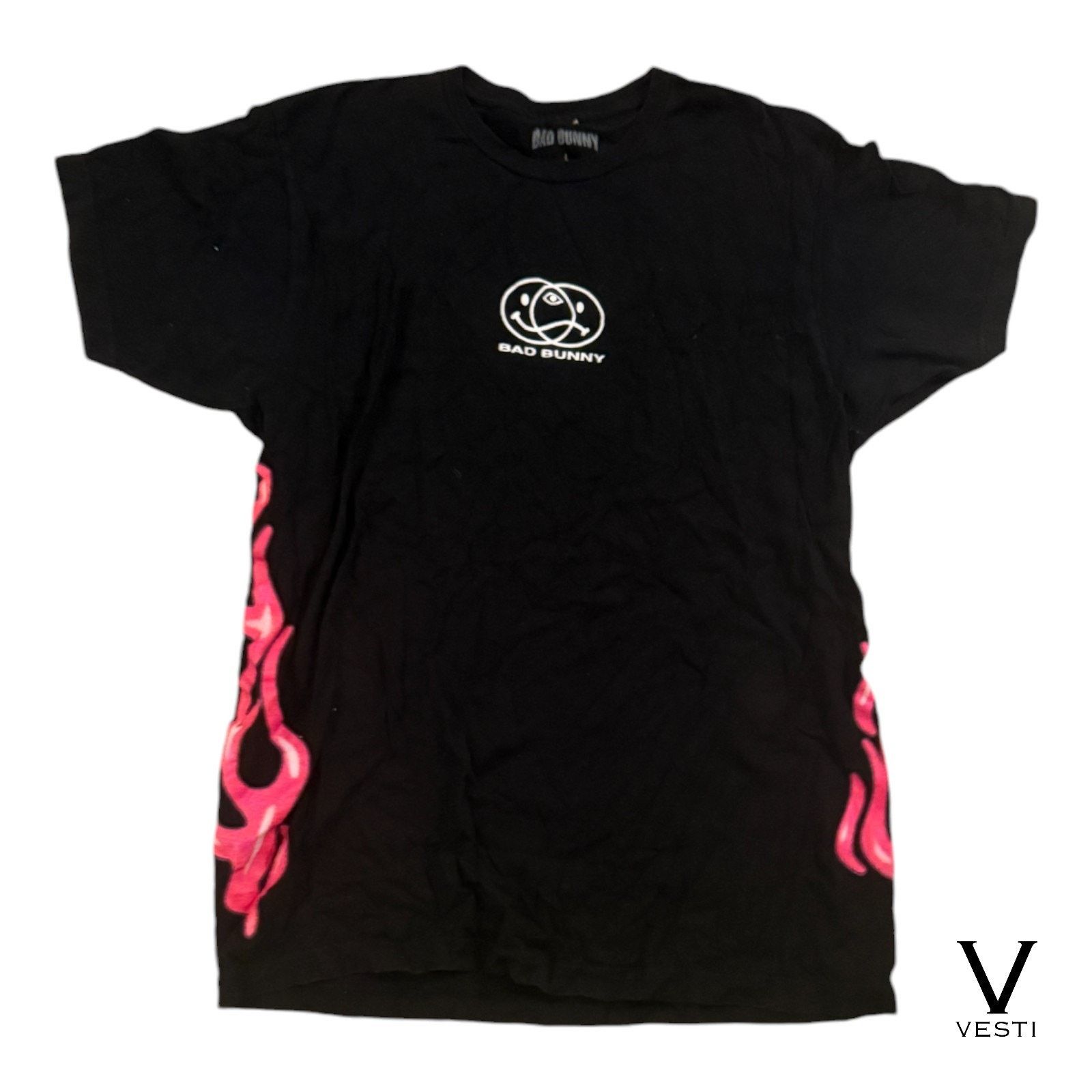 & Other Stories Bad Bunny Tee Shirt Mens Large Black Pink Flames Music Size US L / EU 52-54 / 3 - 1 Thumbnail