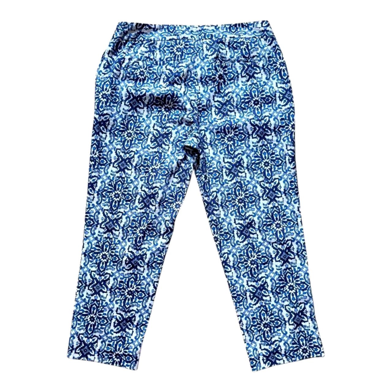 MILLY Milly Blue/White Floral Pants | Size 4 Size 27" / US 4 / IT 40 - 2 Thumbnail