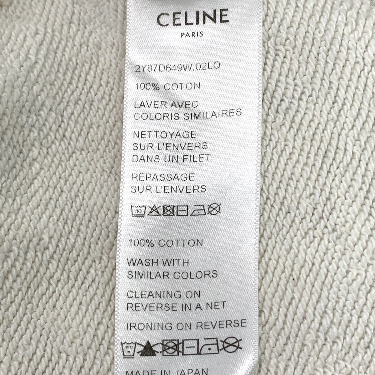 Celine Celine White Logo Printed Cotton Crew Neck Sweatshirt K26WX Size L / US 10 / IT 46 - 7 Thumbnail