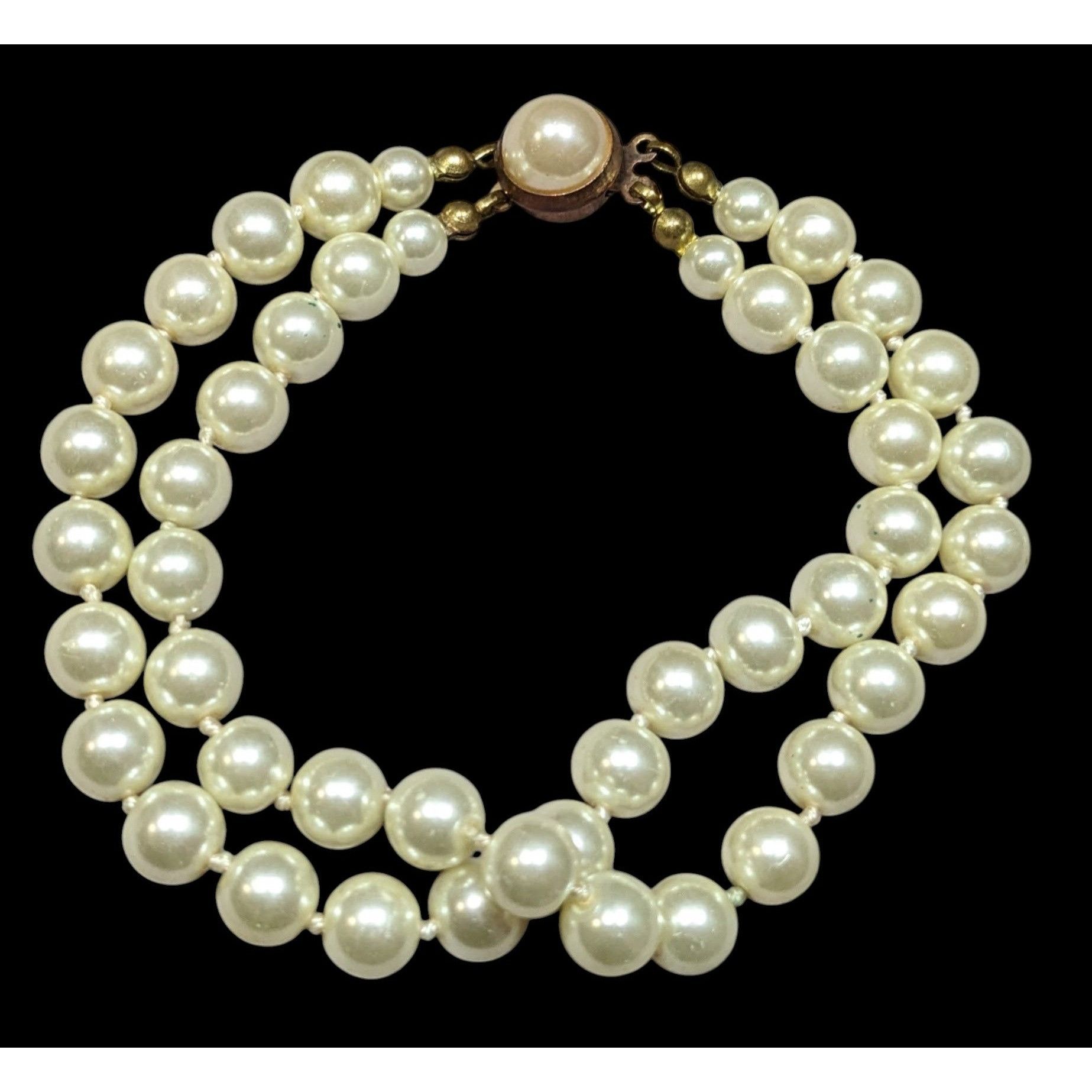 Other Vintage Elegant Glass Pearl Bracelet Double Strand With Box Size ONE SIZE - 1 Thumbnail