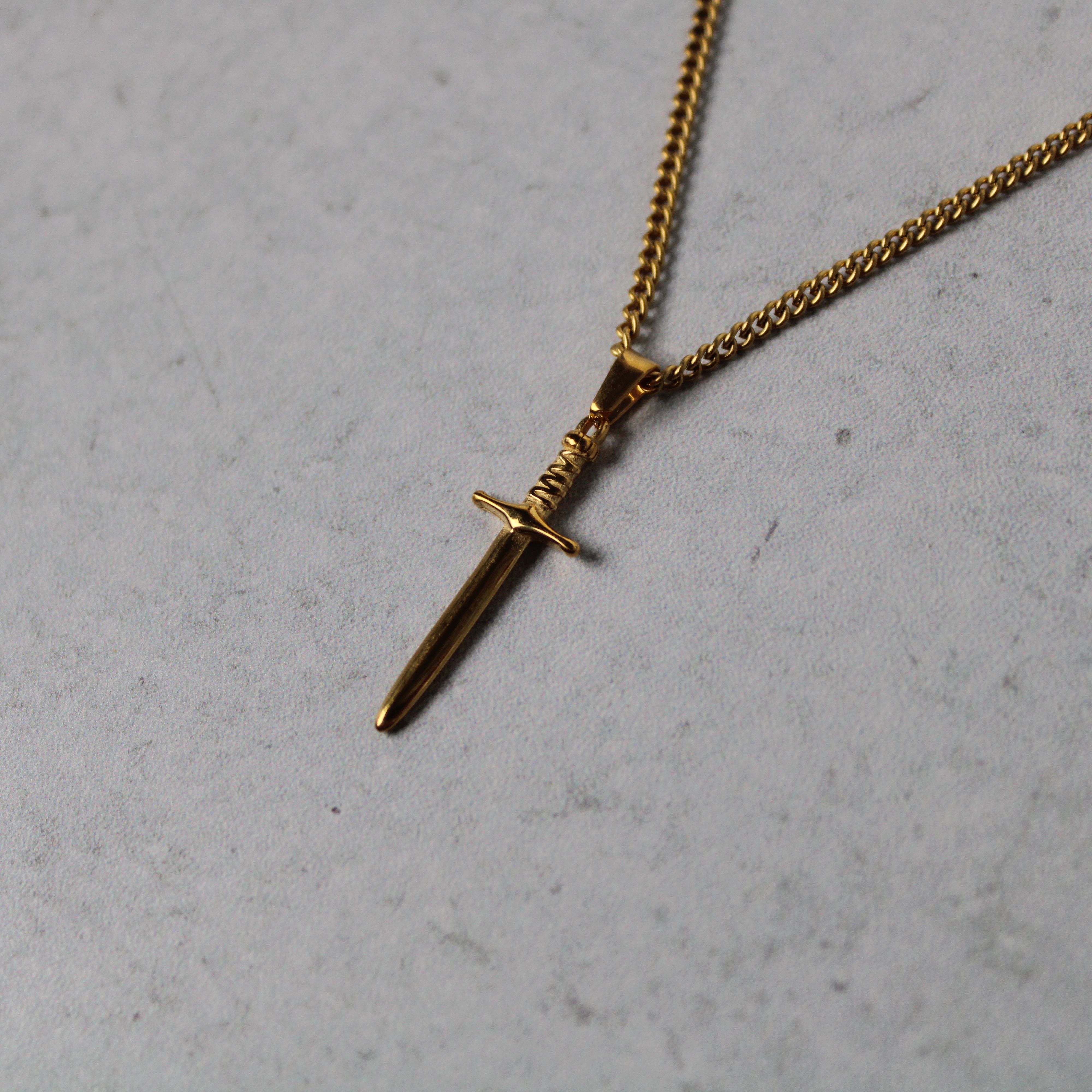 Jewelry Gold Dagger Pendant Chain Necklace Size ONE SIZE - 4 Thumbnail