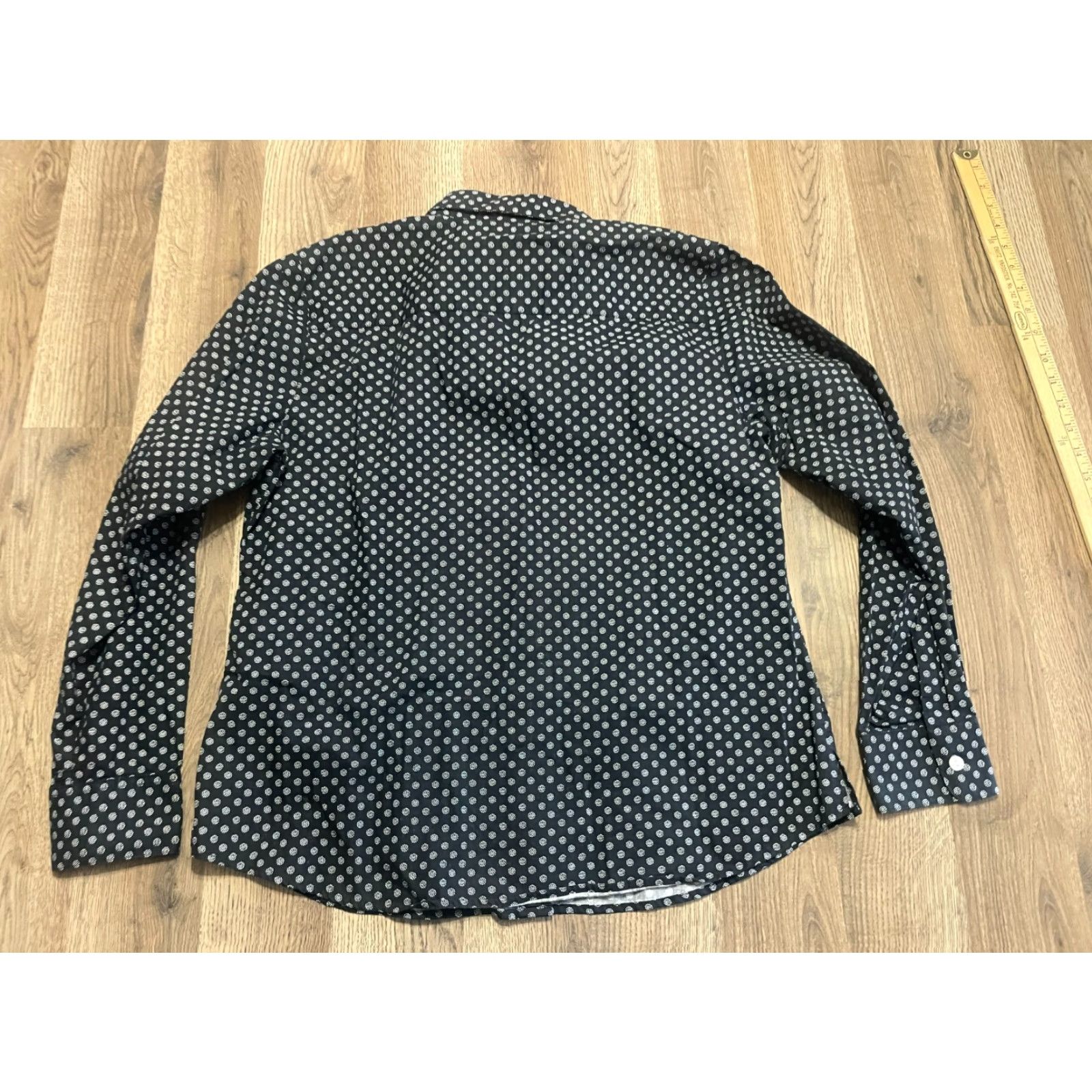 Vintage FOXCROFT Shirt Women's Size M Black White Allover Print Button Up Casual Modern Regular Long Sleeve Collared Size M / US 6-8 / IT 42-44 - 2 Thumbnail