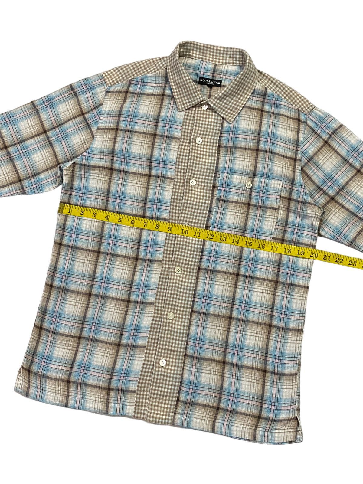 GOODENOUGH × Japanese Brand Goodenough Spellout Checked Shirt Button Ups Size US M / EU 48-50 / 2 - 4 Thumbnail