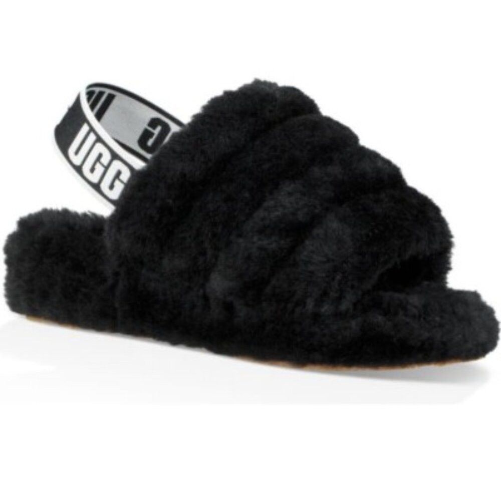 Ugg Ugg Sling Back Slippers Fuzzy Black Size US 8 / IT 38 - 1 Thumbnail