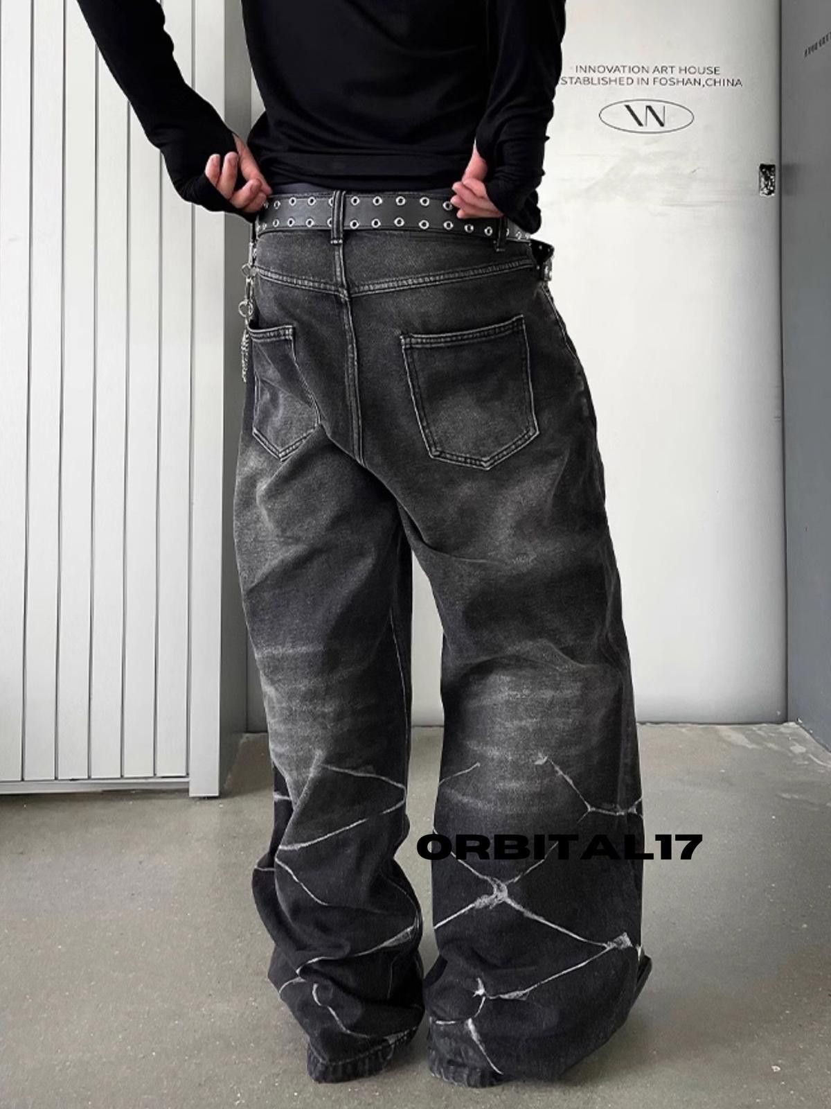Vintage Black Baggy Flare Denim Jeans Size US 32 / EU 48 - 4 Thumbnail