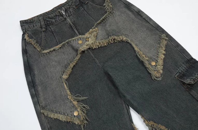 Jean Men's high street hip-hop star stitching wide-leg jeans Size US 32 / EU 48 - 5 Thumbnail