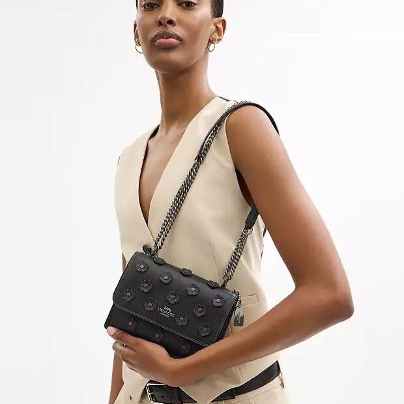 Coach NWT Coach Mini Klare Crossbody Bag Floral CAK00 Black Size ONE SIZE - 7 Thumbnail