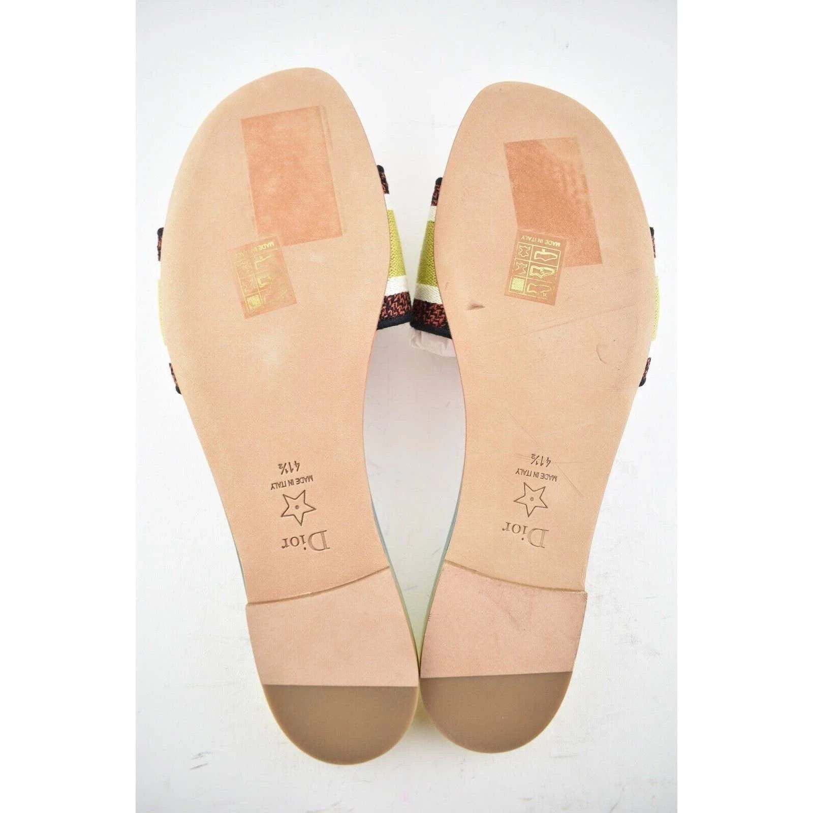 Dior Dway Rainbow Embroidered Logo Slide Flat Sandal 41.5 Size US 11.5 / IT 41.5 - 12 Thumbnail