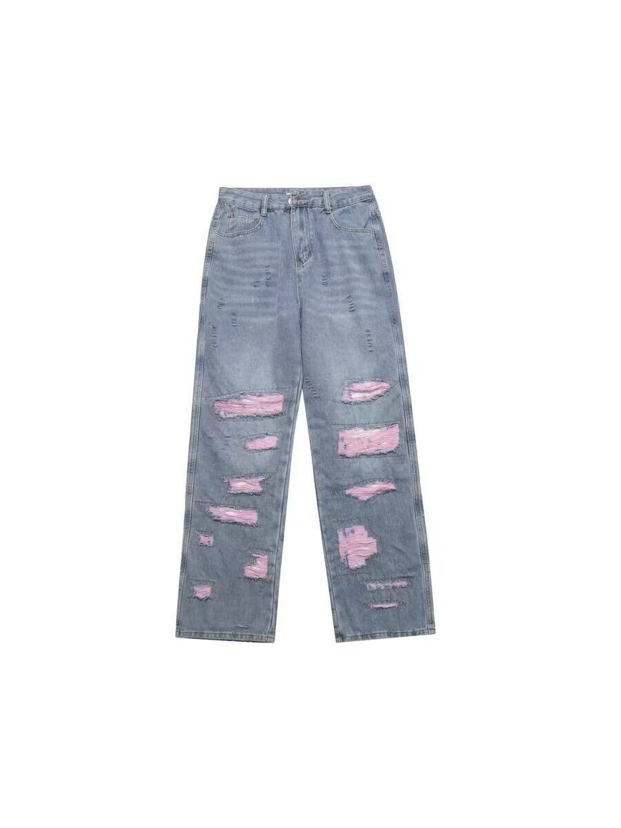 Japanese Brand × Jean High Street Washed Design Pink Ripped Jeans Size US 32 / EU 48 - 5 Thumbnail