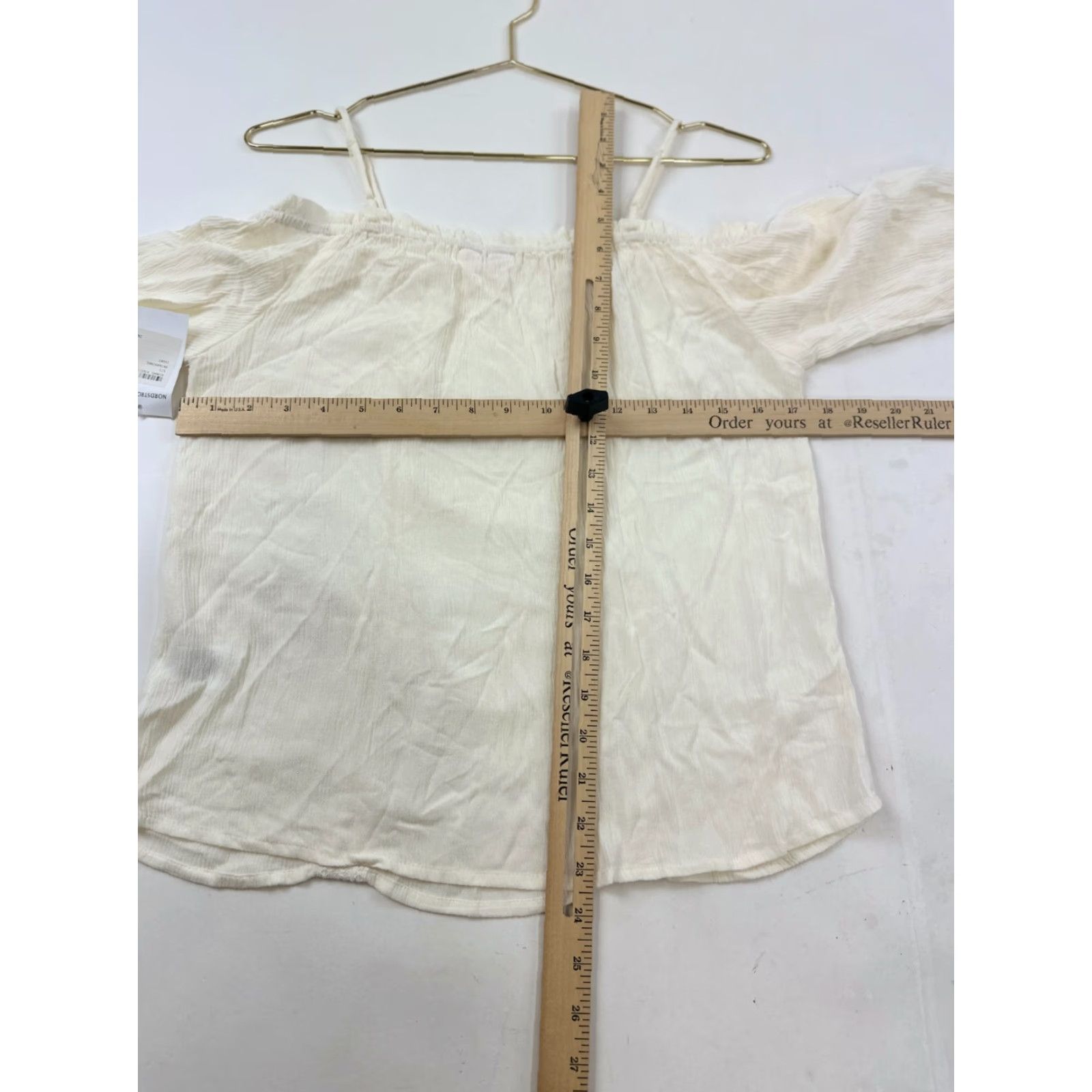 Market Melrose and Market Blouse Shirt Womens XS Ivory Seersucker Lace Trim Cold Shoulder Square Neck Pullover Casual Size XS / US 0-2 / IT 36-38 - 5 Thumbnail