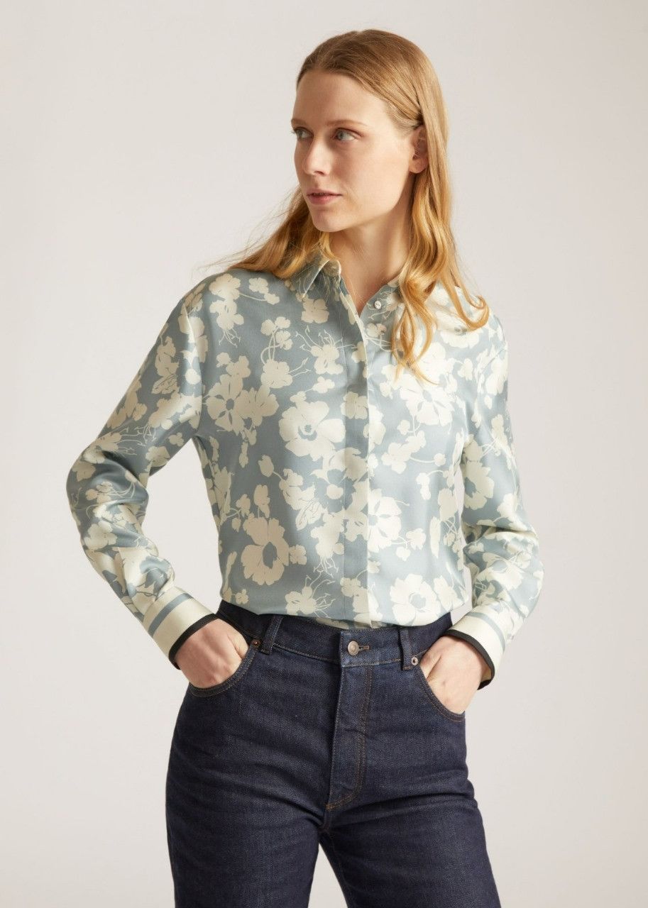 Loro Piana o1srvl11e0524 Shirt in White & Blue Size L / US 10 / IT 46 - 2 Thumbnail