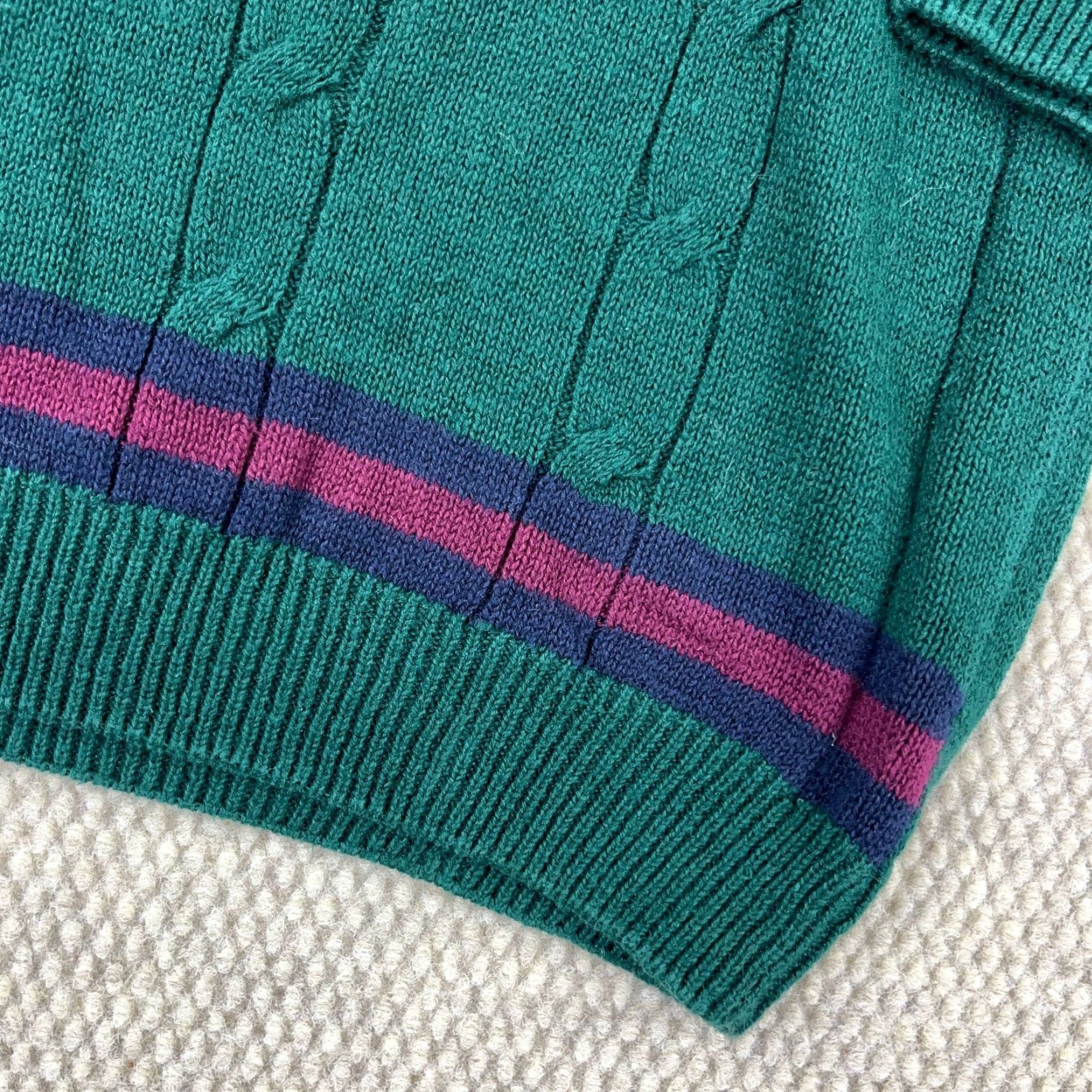 Vintage VINTAGE Etchings Sweater Men XLT Green Cable-Knit Pullover 90s Tennis Golf Mens Size US XL / EU 56 / 4 - 5 Thumbnail