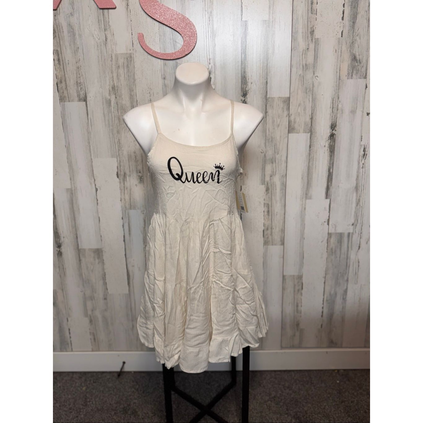 Kiwi Kiwi + Punch Queen Cream Sundress XS – Smocked Bust, Adjustable Straps, Flowy Rayon Dress Size XS / US 0-2 / IT 36-38 - 2 Thumbnail