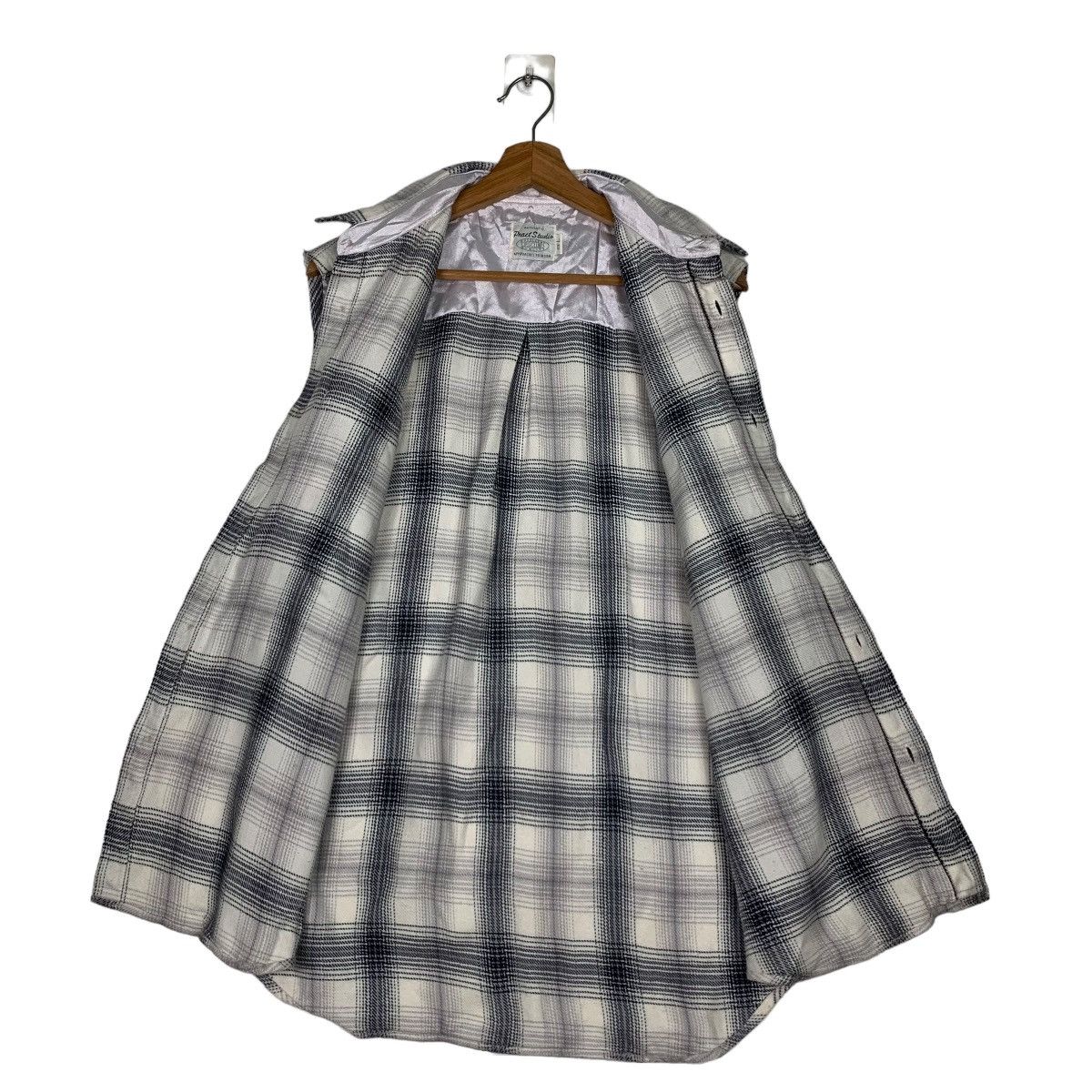 Japanese Brand PRACT STUDIO Shadow Plaid Sleeveless Flannel #0090-C6 Size US L / EU 52-54 / 3 - 13 Thumbnail