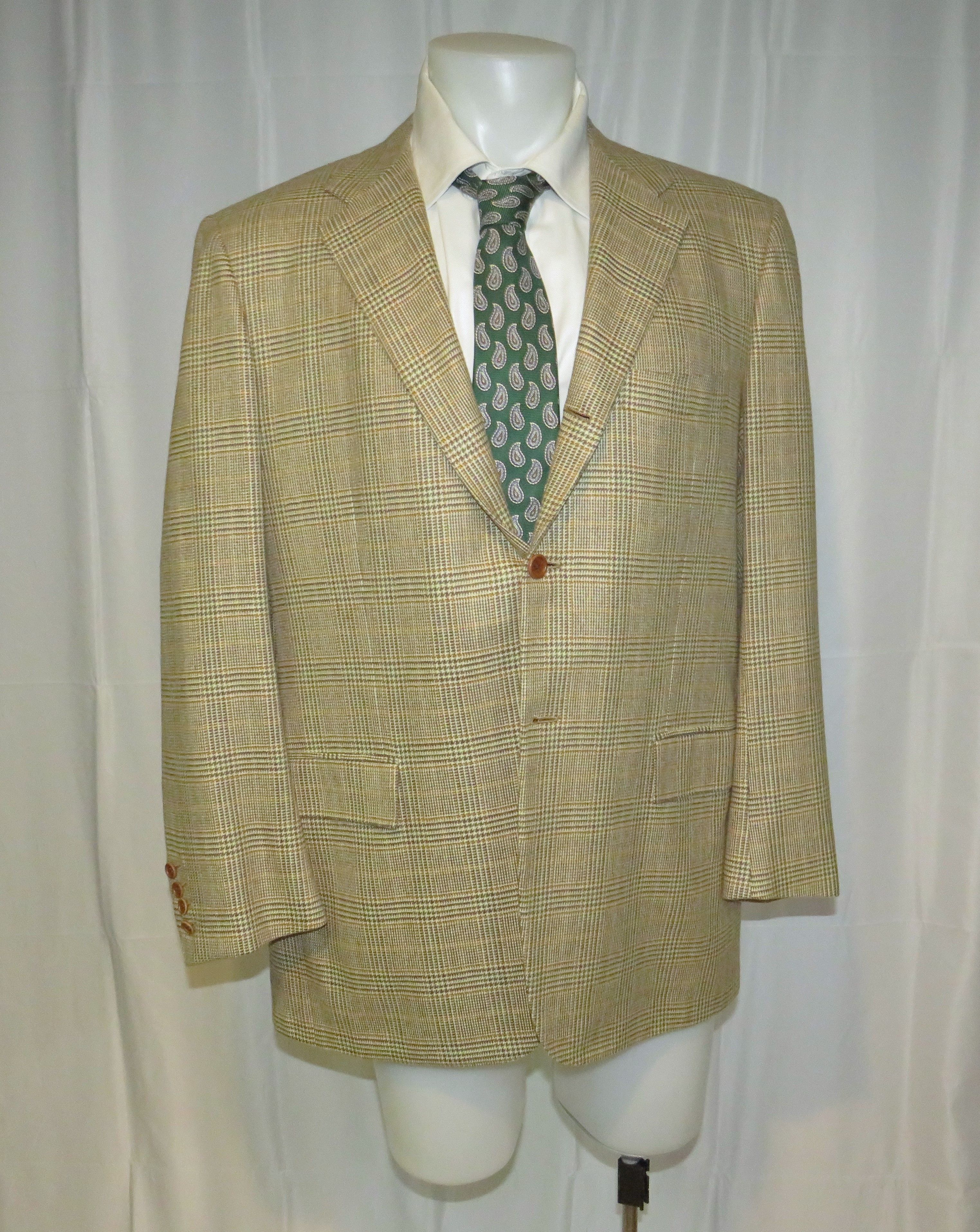 Kiton 100% Cashmere Light Brown Plaid Three Roll Two Blazer 44R Size 44R - 7 Thumbnail
