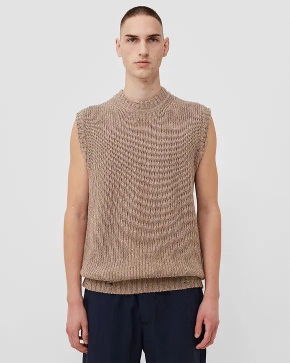 Han Kjobenhavn !DS! SS23 Han Kjobenhavn Distressed Knit Beige Vest Size US M / EU 48-50 / 2 - 3 Thumbnail