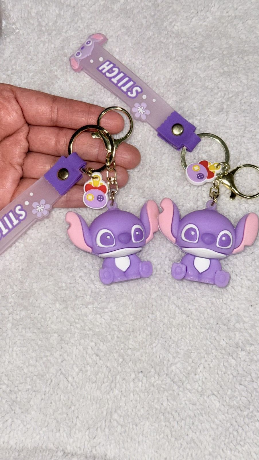 Disney Set of 2 Disney Stitch Purple Silicone Keychains - New Size ONE SIZE - 1 Thumbnail