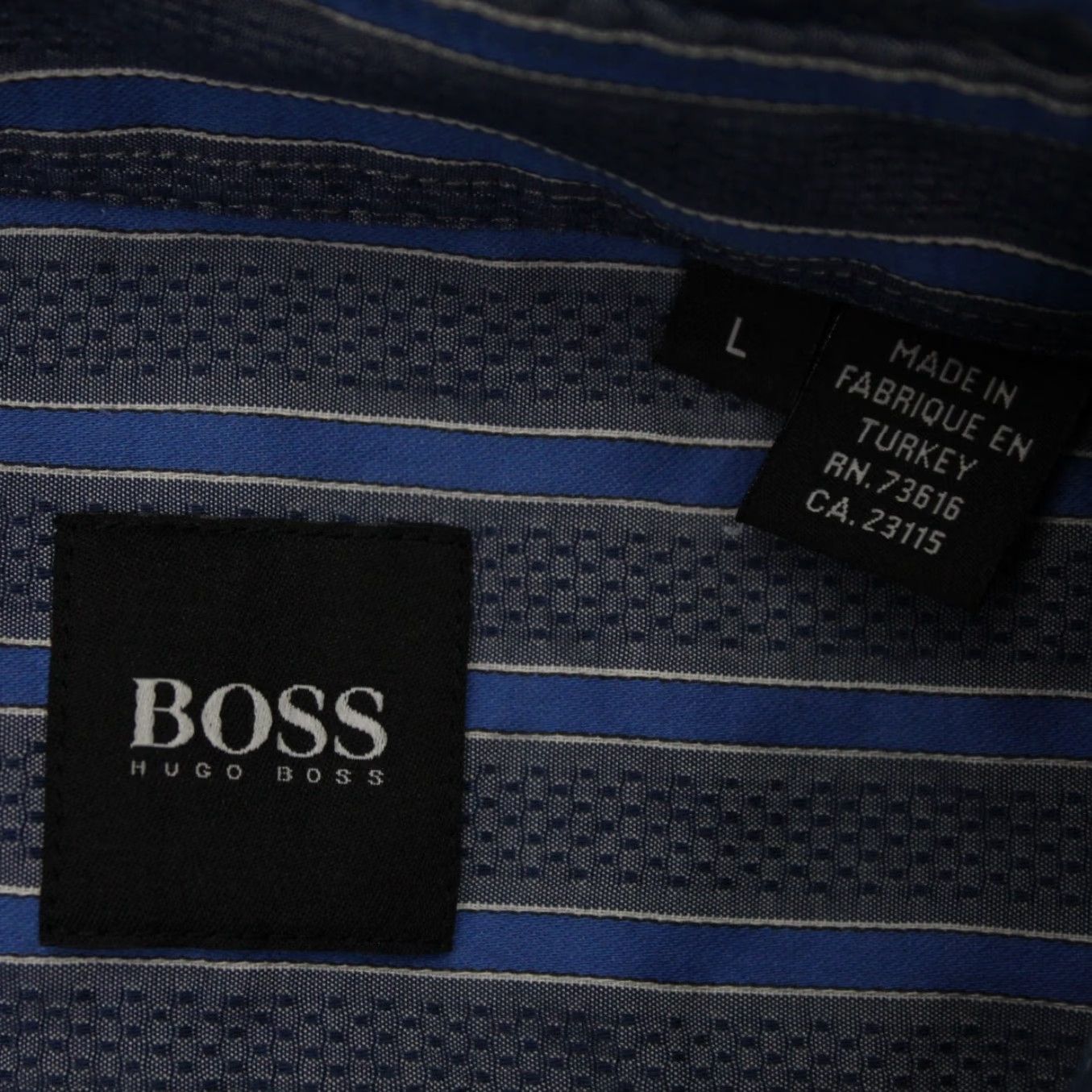 Hugo Boss HUGO BOSS Shirt Mens Large Striped Blue/Gray Cotton L/S Button-Up Lex Size US L / EU 52-54 / 3 - 7 Thumbnail