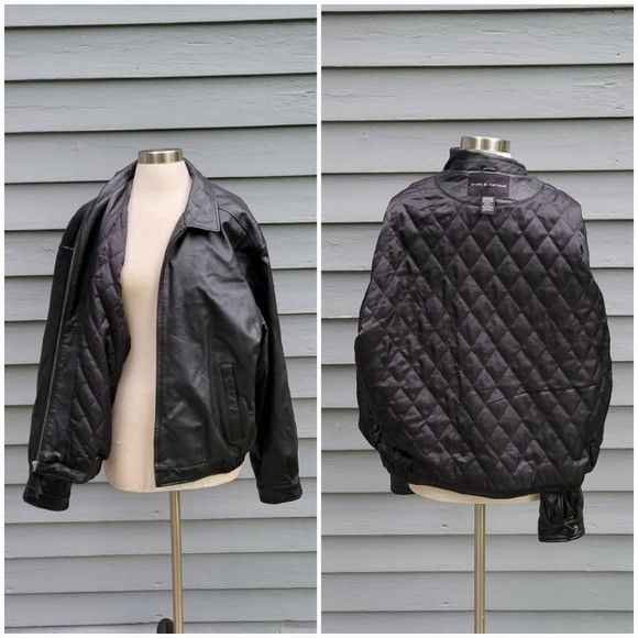 Croft & Barrow Vintage 90s y2k Croft & Barrow Black Leather Bomber Racer Ca Size US L / EU 52-54 / 3 - 3 Thumbnail